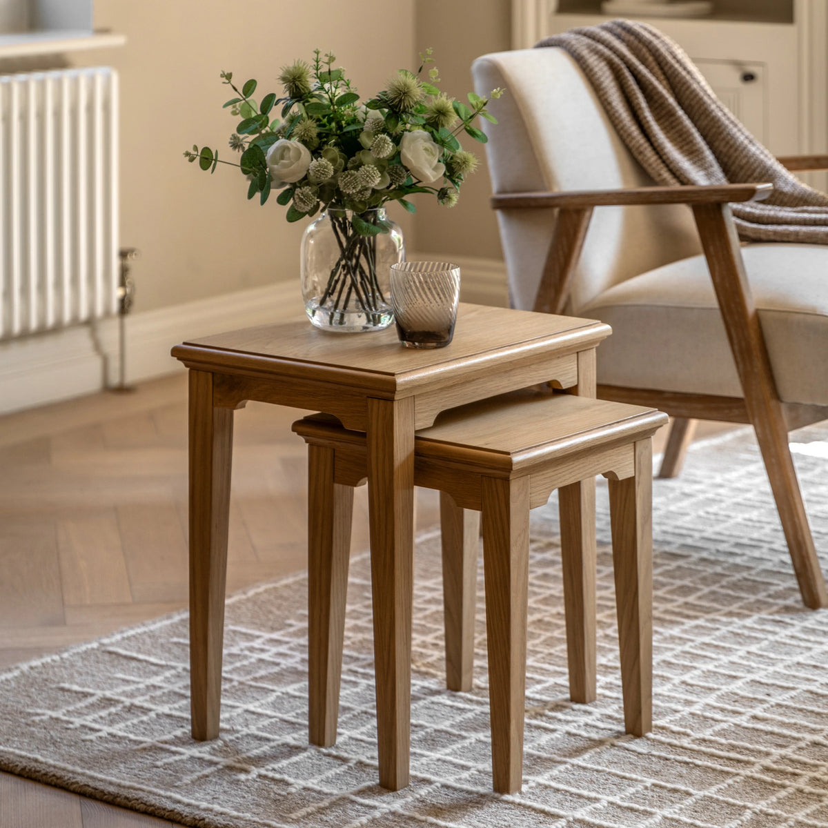 Set of 2 Westbridge Natural Oak Wood Nested Coffee Tables
