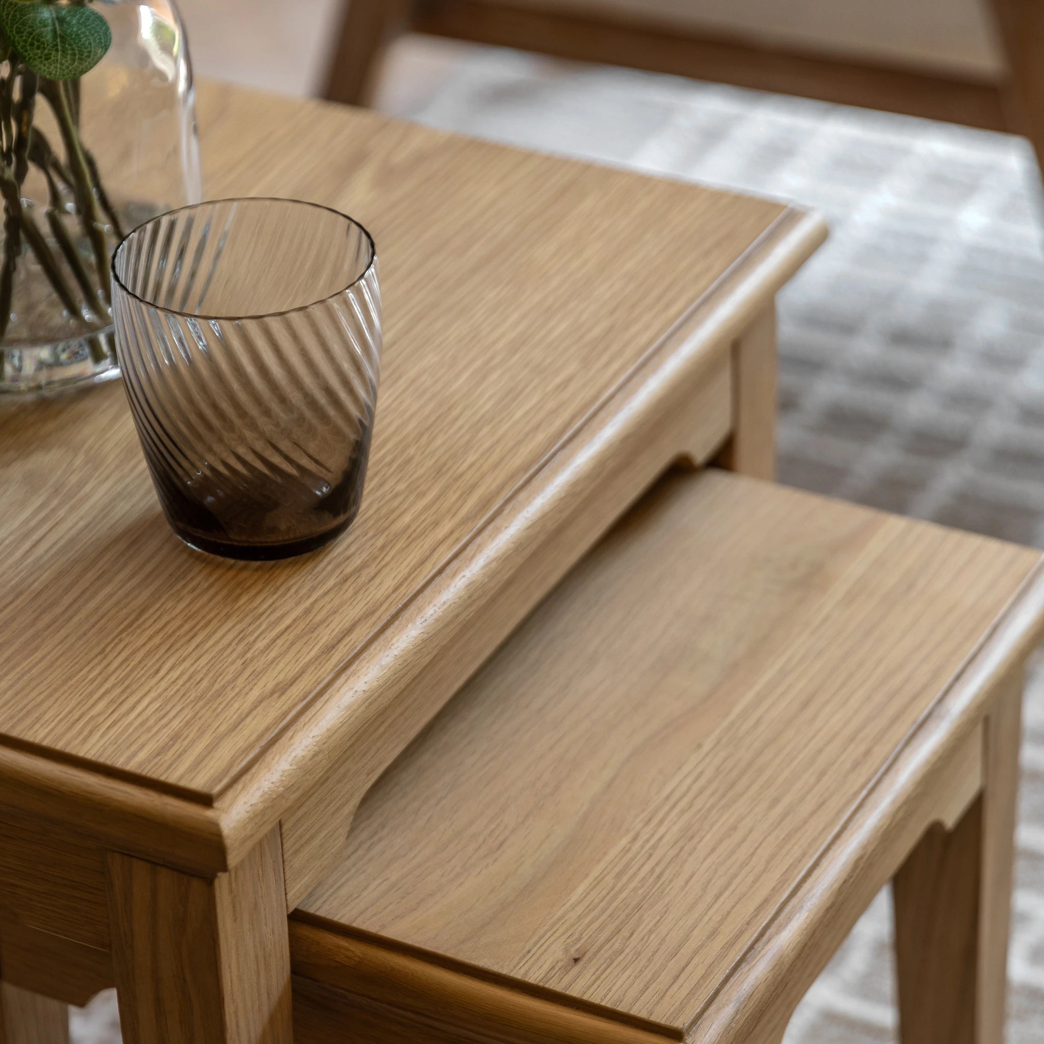 Set of 2 Westbridge Natural Oak Wood Nested Coffee Tables