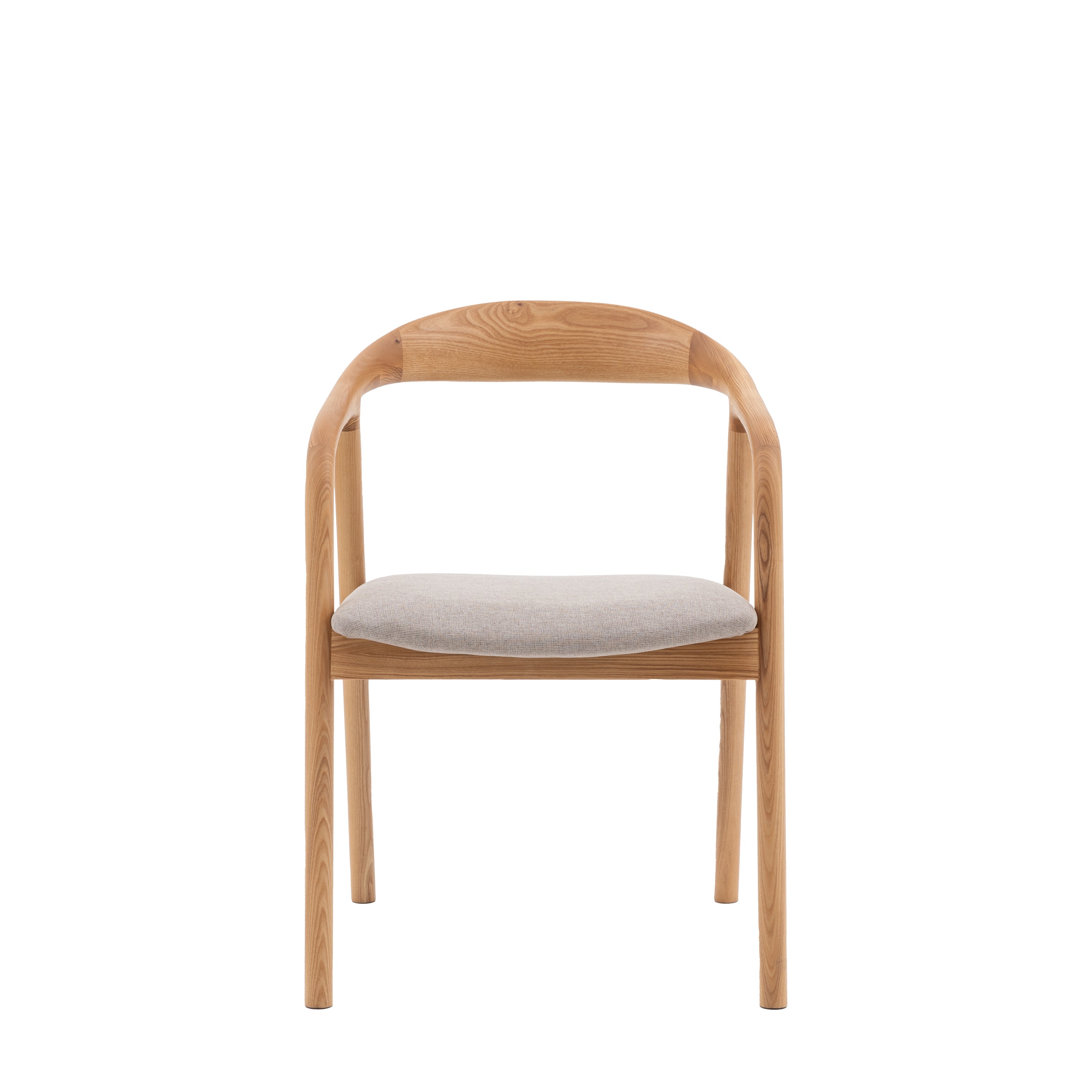 Set of 2 Royo Scandi Natural Ash Wood Upholstered Curved Dining Chair