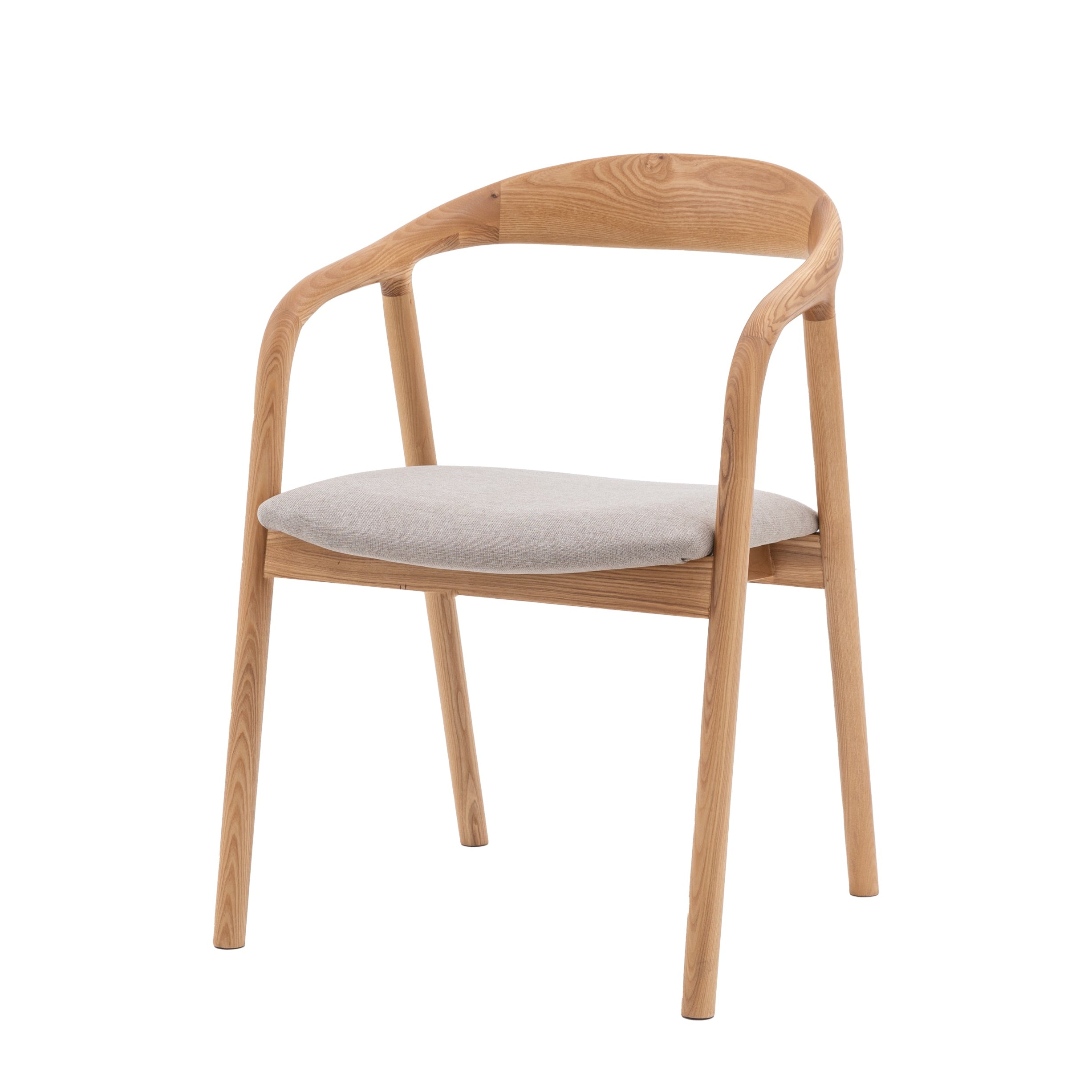 Set of 2 Royo Scandi Natural Ash Wood Upholstered Curved Dining Chair