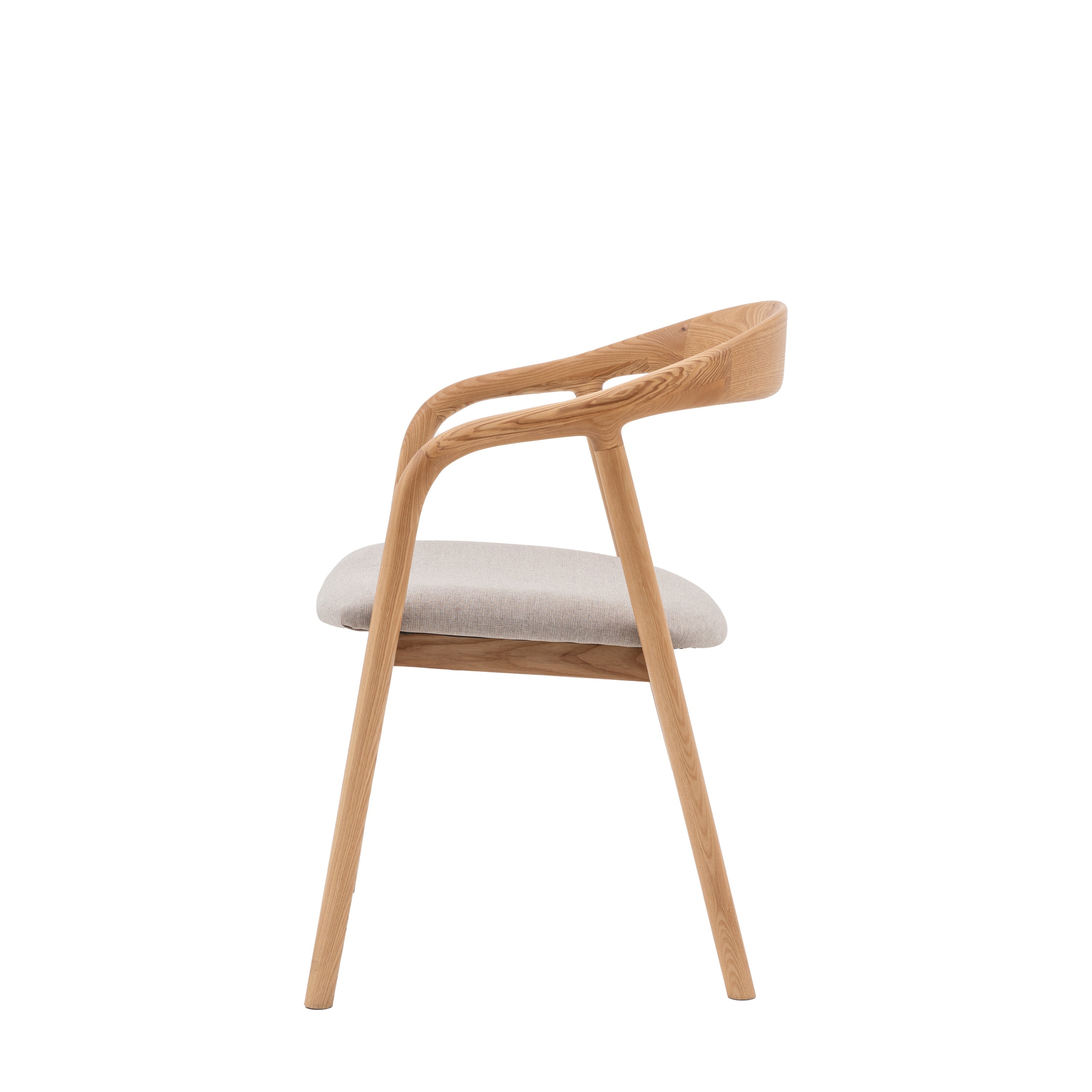 Set of 2 Royo Scandi Natural Ash Wood Upholstered Curved Dining Chair