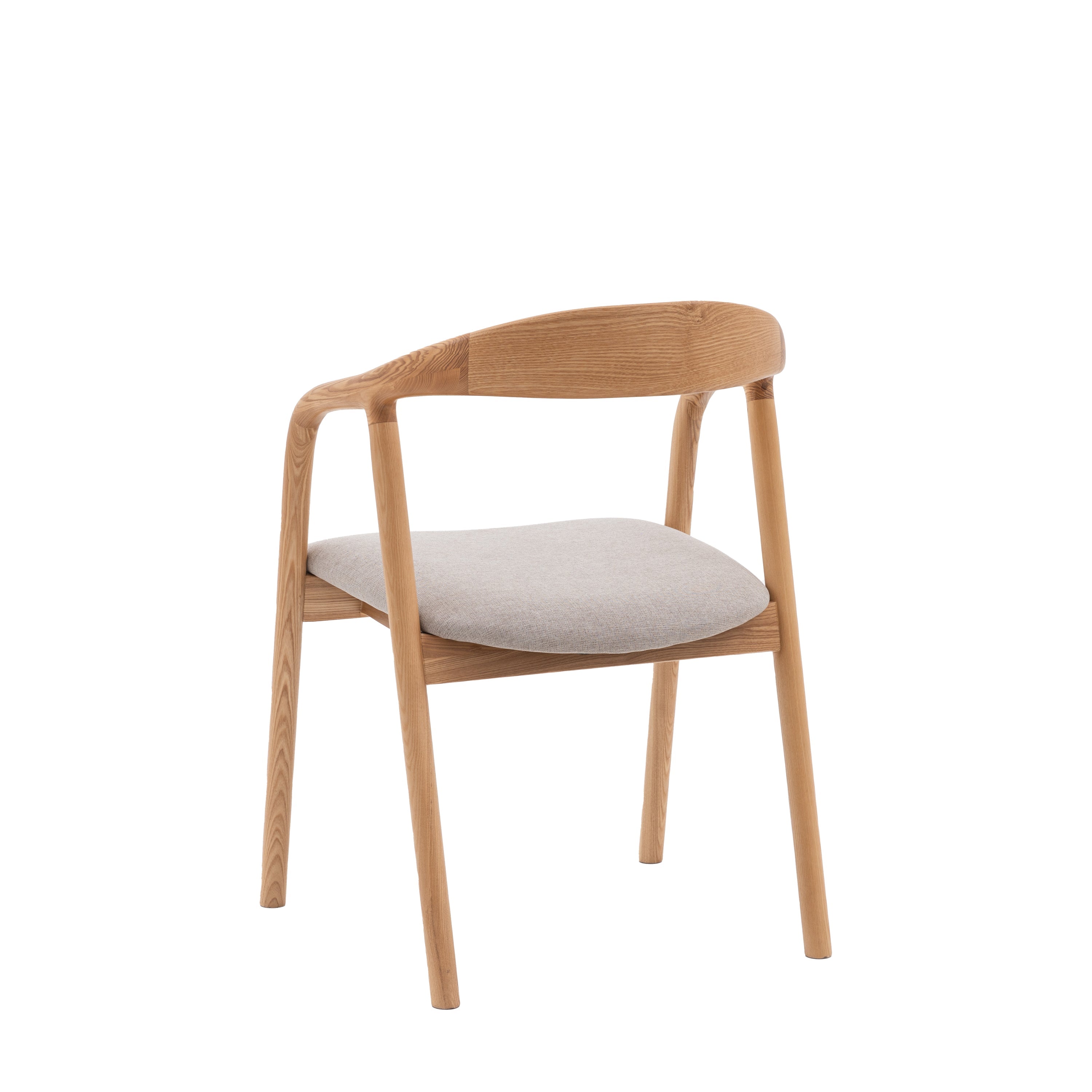 Set of 2 Royo Scandi Natural Ash Wood Upholstered Curved Dining Chair