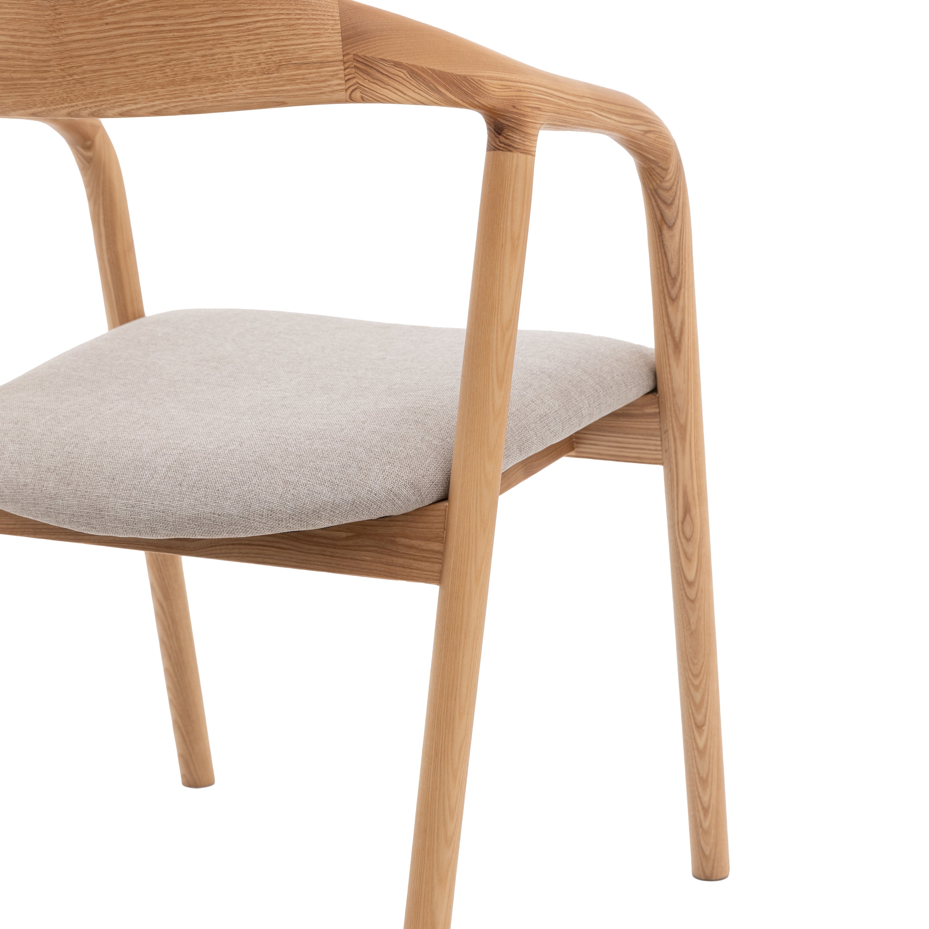 Set of 2 Royo Scandi Natural Ash Wood Upholstered Curved Dining Chair