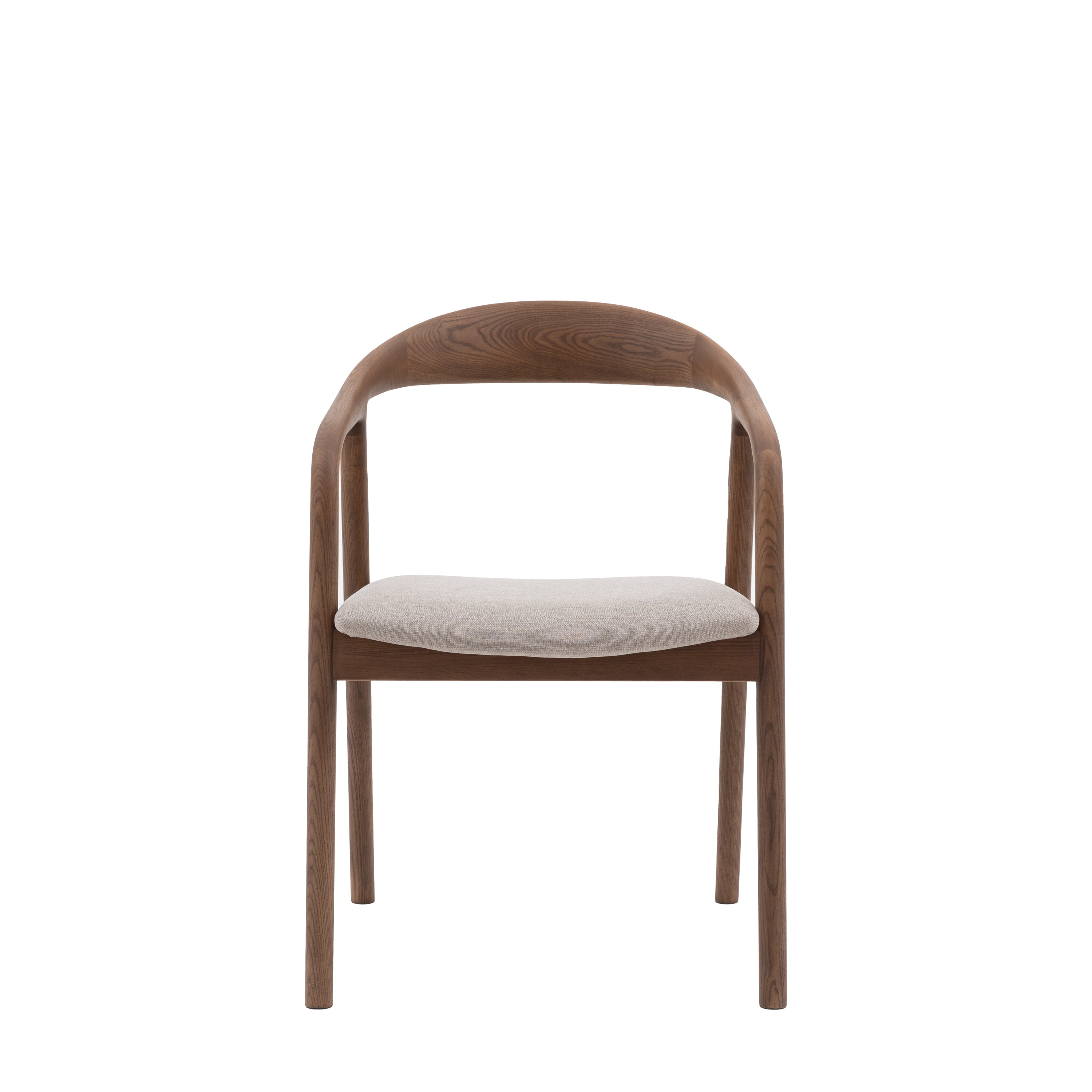 Set of 2 Royo Scandi Walnut Brown Ash Wood Upholstered Curved Dining Chair