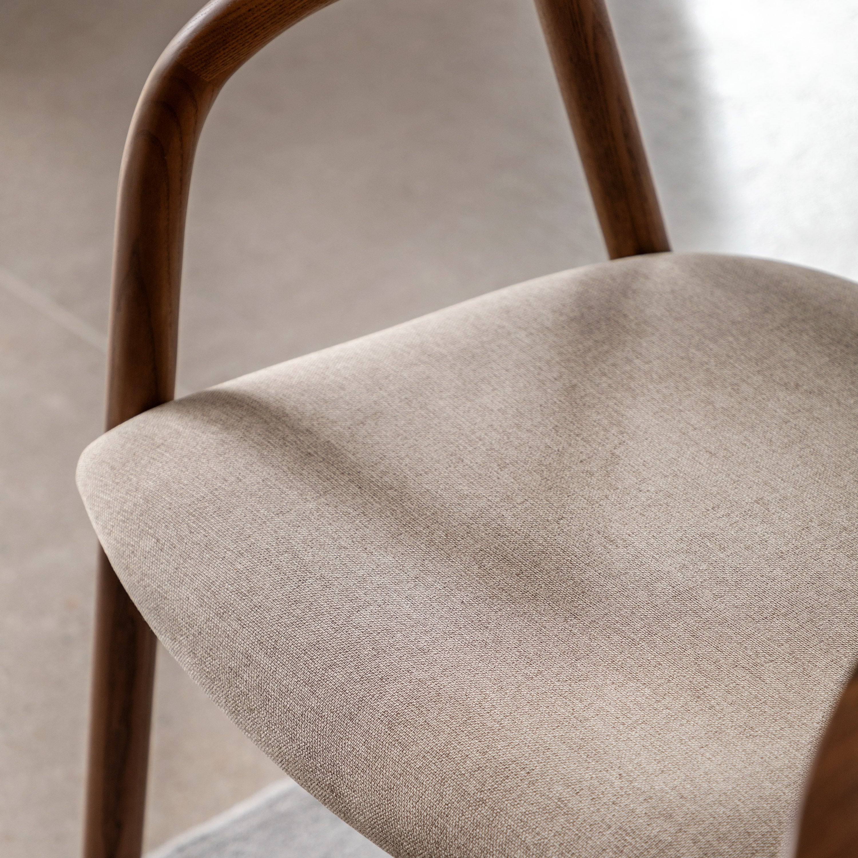 Set of 2 Royo Scandi Walnut Brown Ash Wood Upholstered Curved Dining Chair