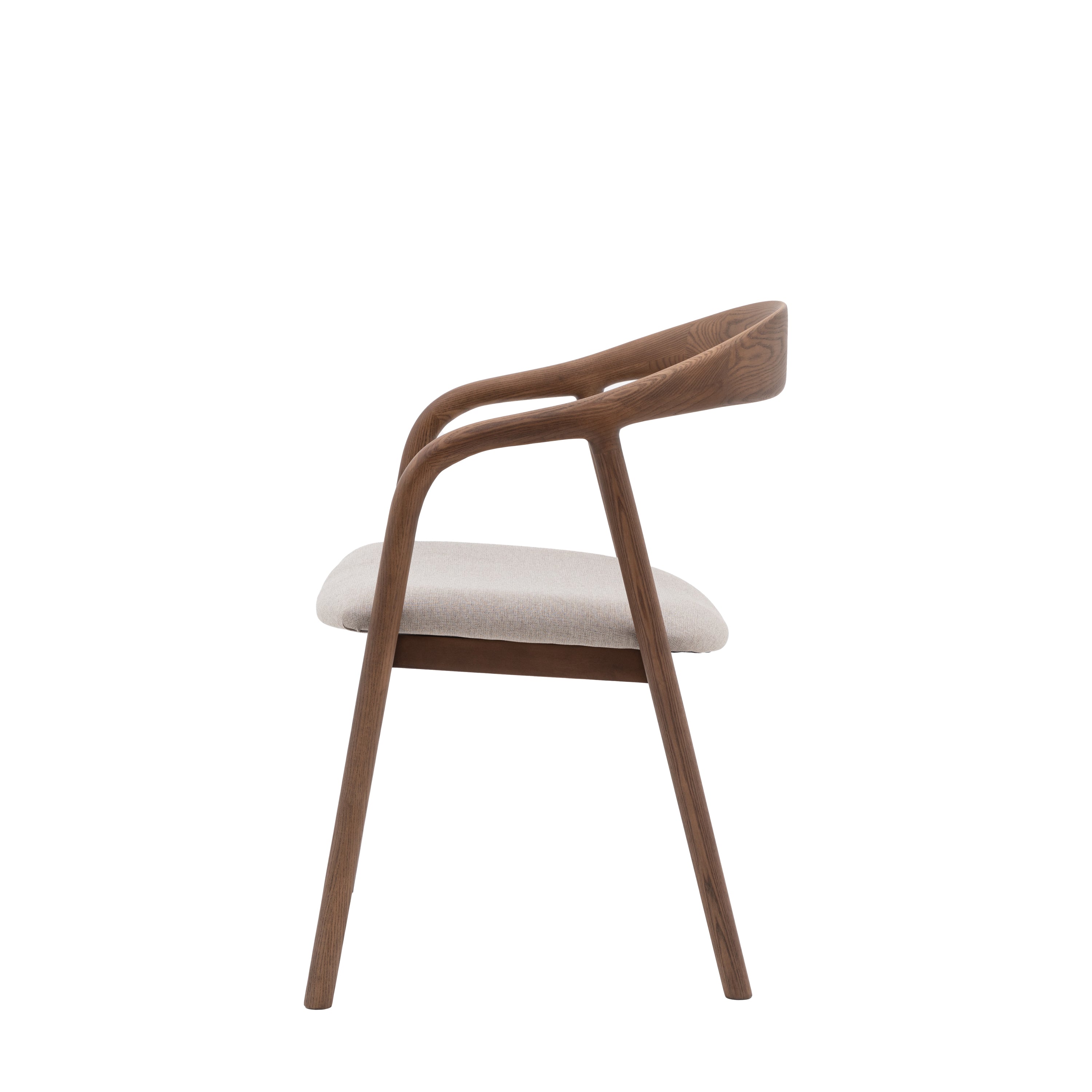 Set of 2 Royo Scandi Walnut Brown Ash Wood Upholstered Curved Dining Chair