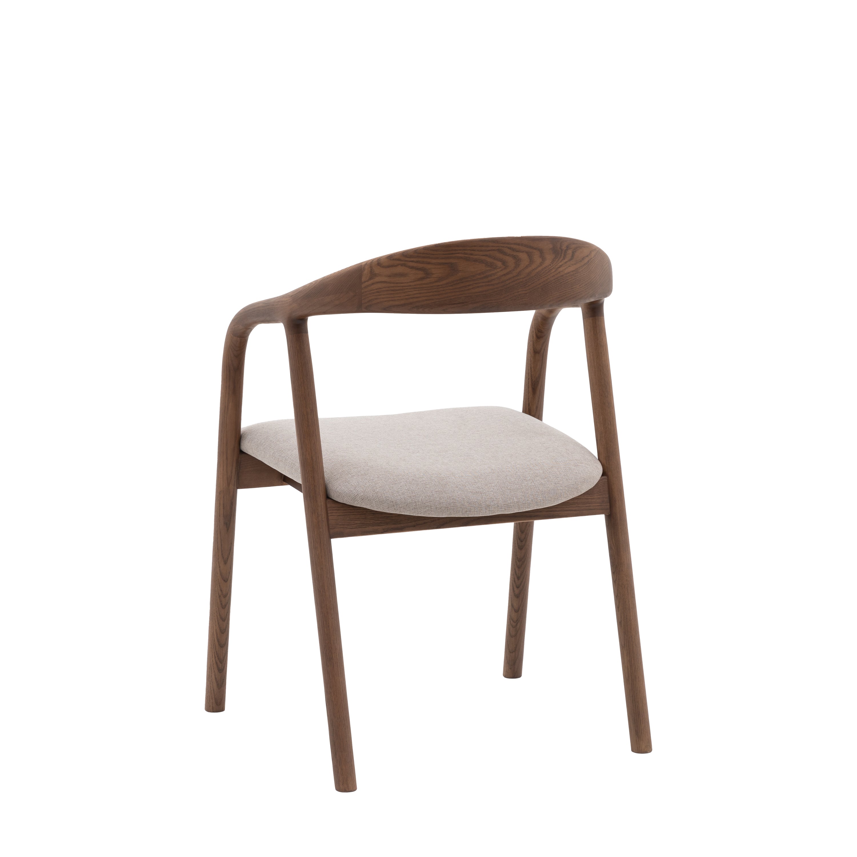 Set of 2 Royo Scandi Walnut Brown Ash Wood Upholstered Curved Dining Chair