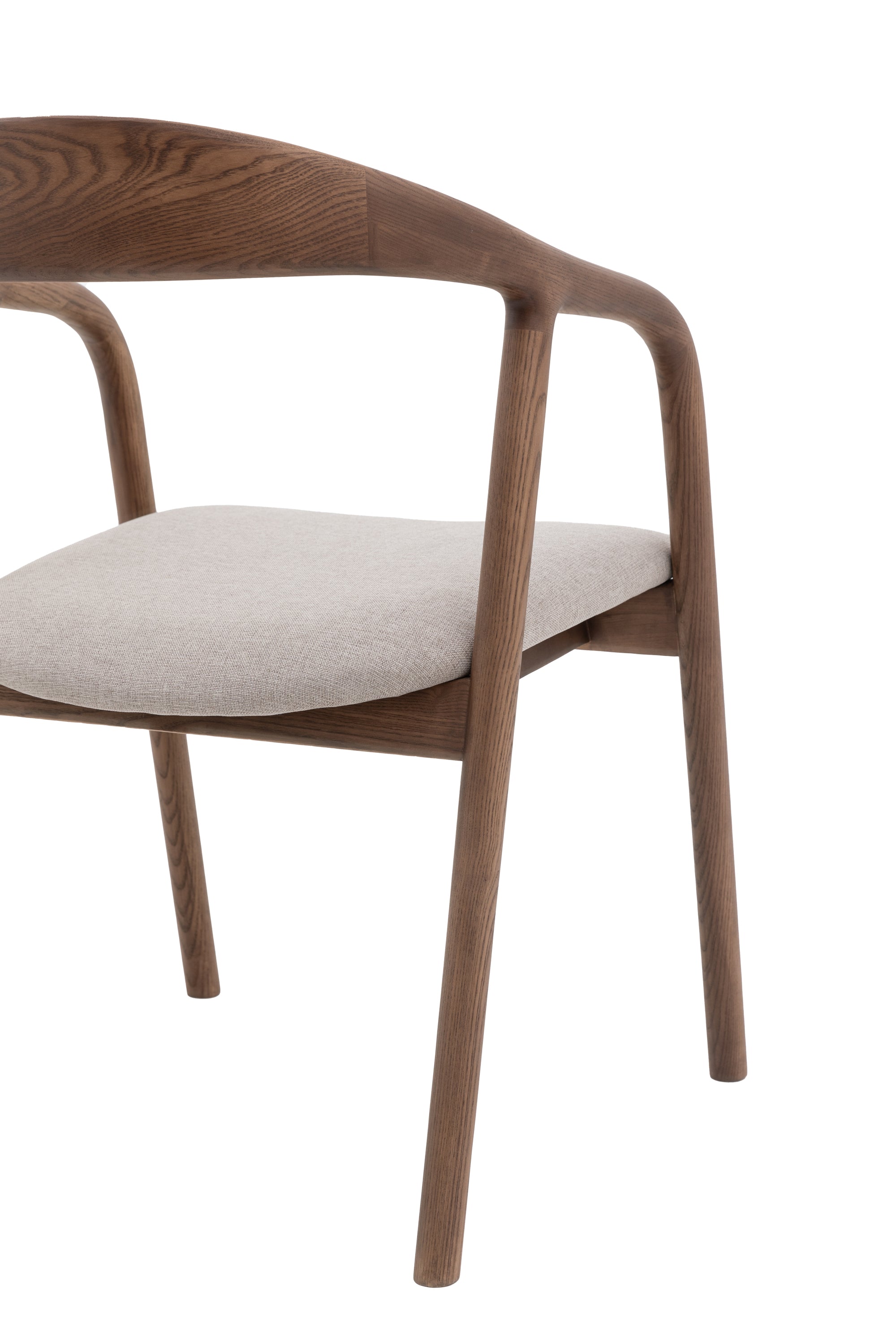 Set of 2 Royo Scandi Walnut Brown Ash Wood Upholstered Curved Dining Chair