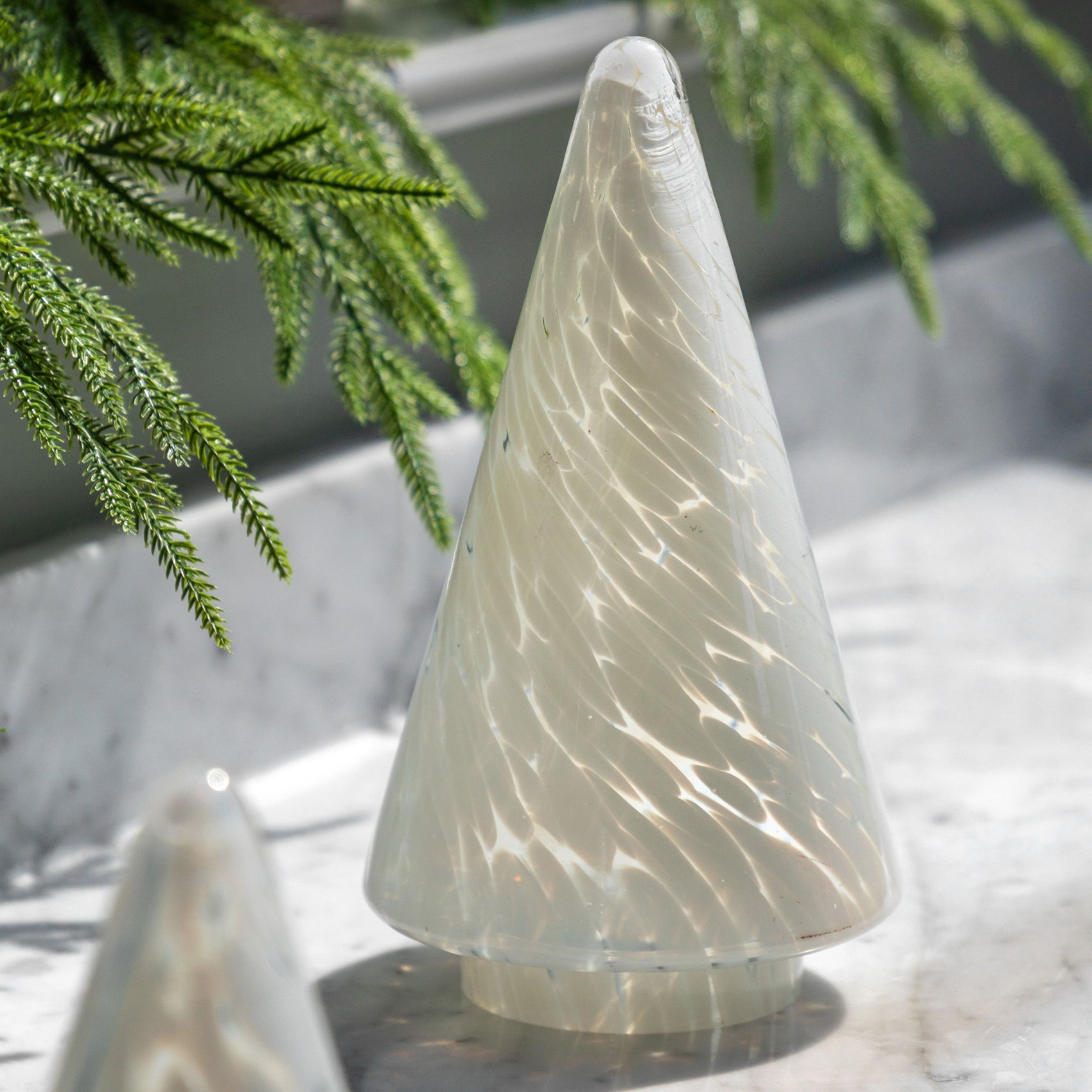 White Confetti Glass Tree Decoration Large