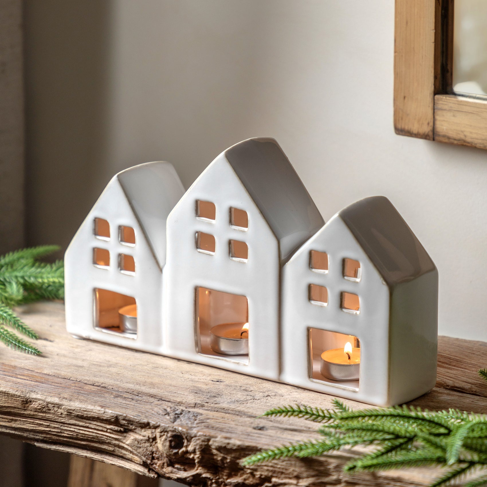 Avonshore White Houses Tealight Holder