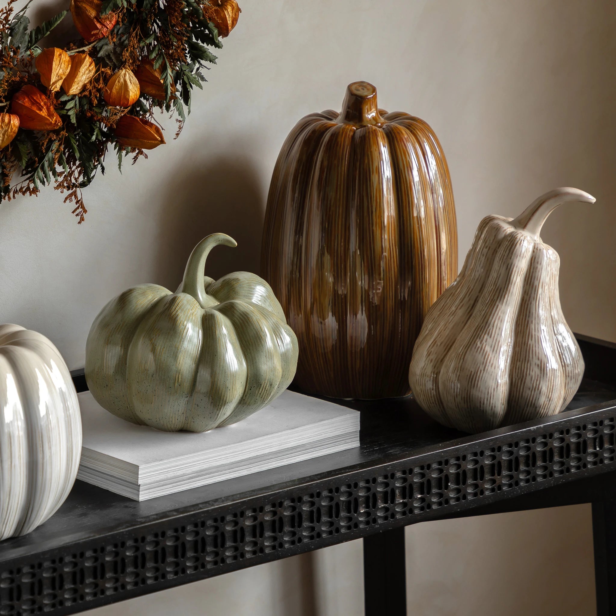 Terrene Rust Ceramic Pumpkin Ornament