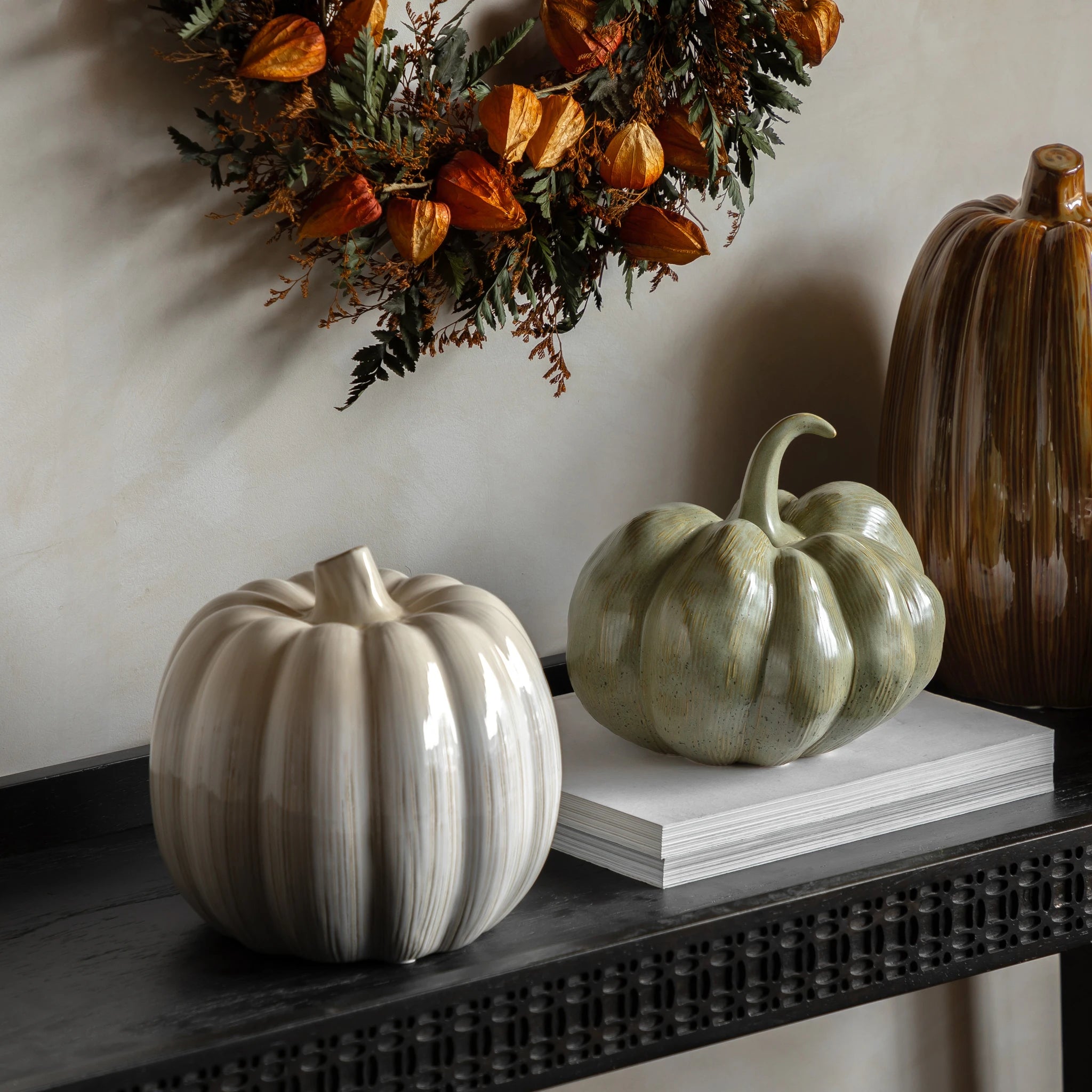 Terrene Natural Ceramic Pumpkin Ornament