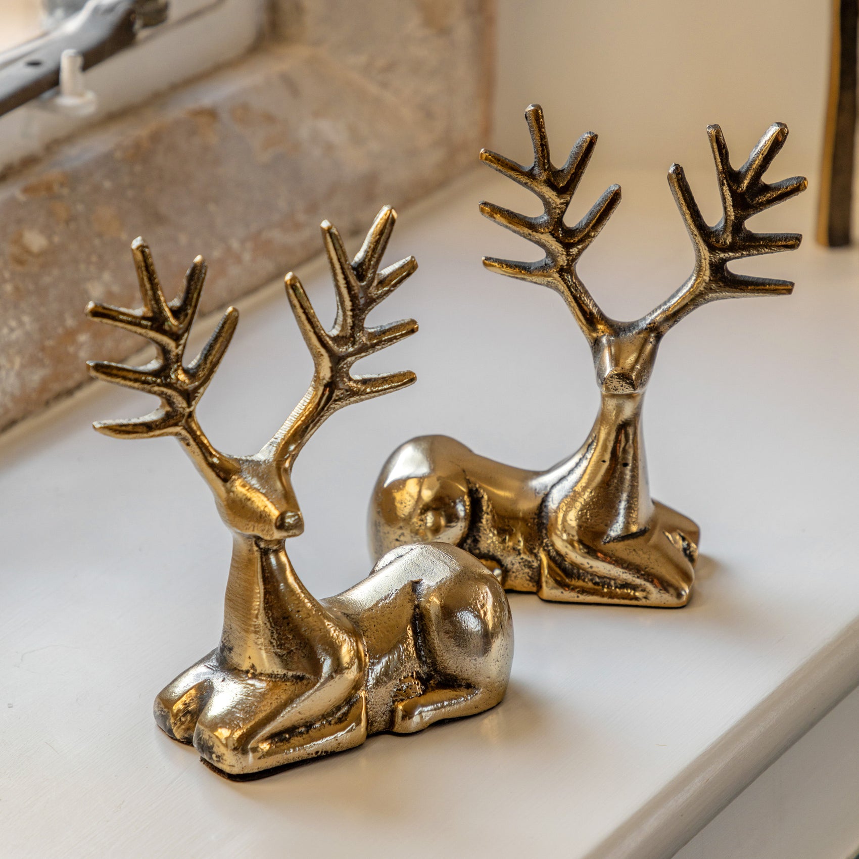 Stag Antique Gold Set of 2 Decorations