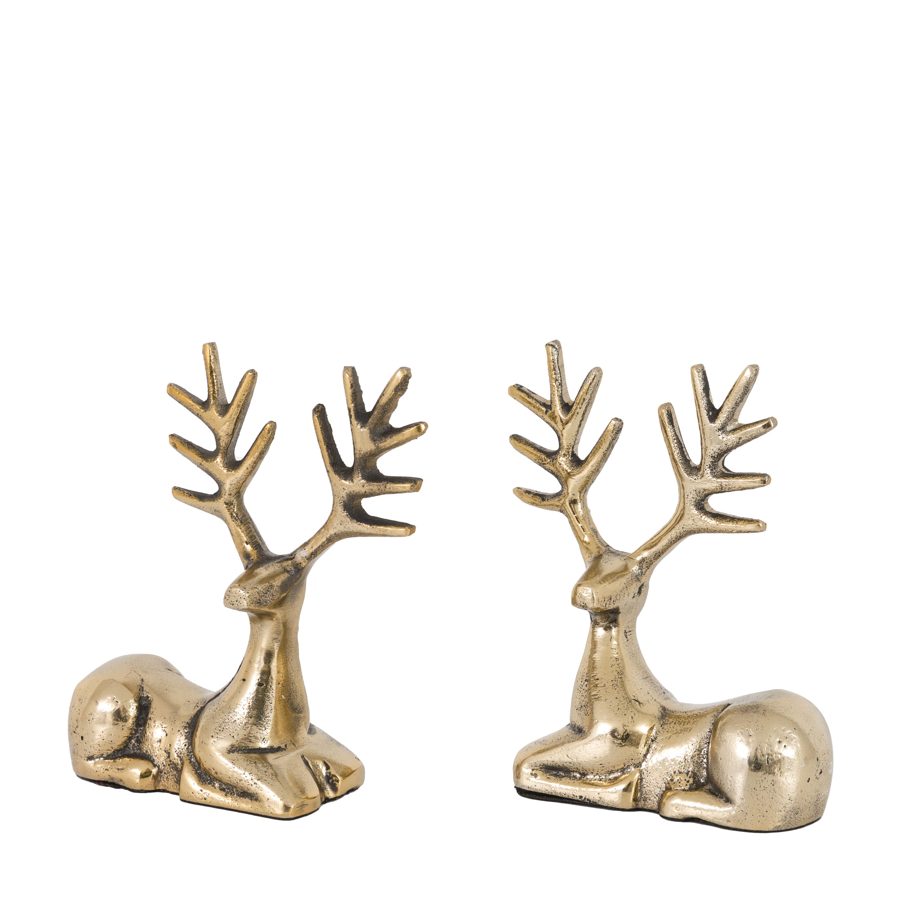 Stag Antique Gold Set of 2 Decorations