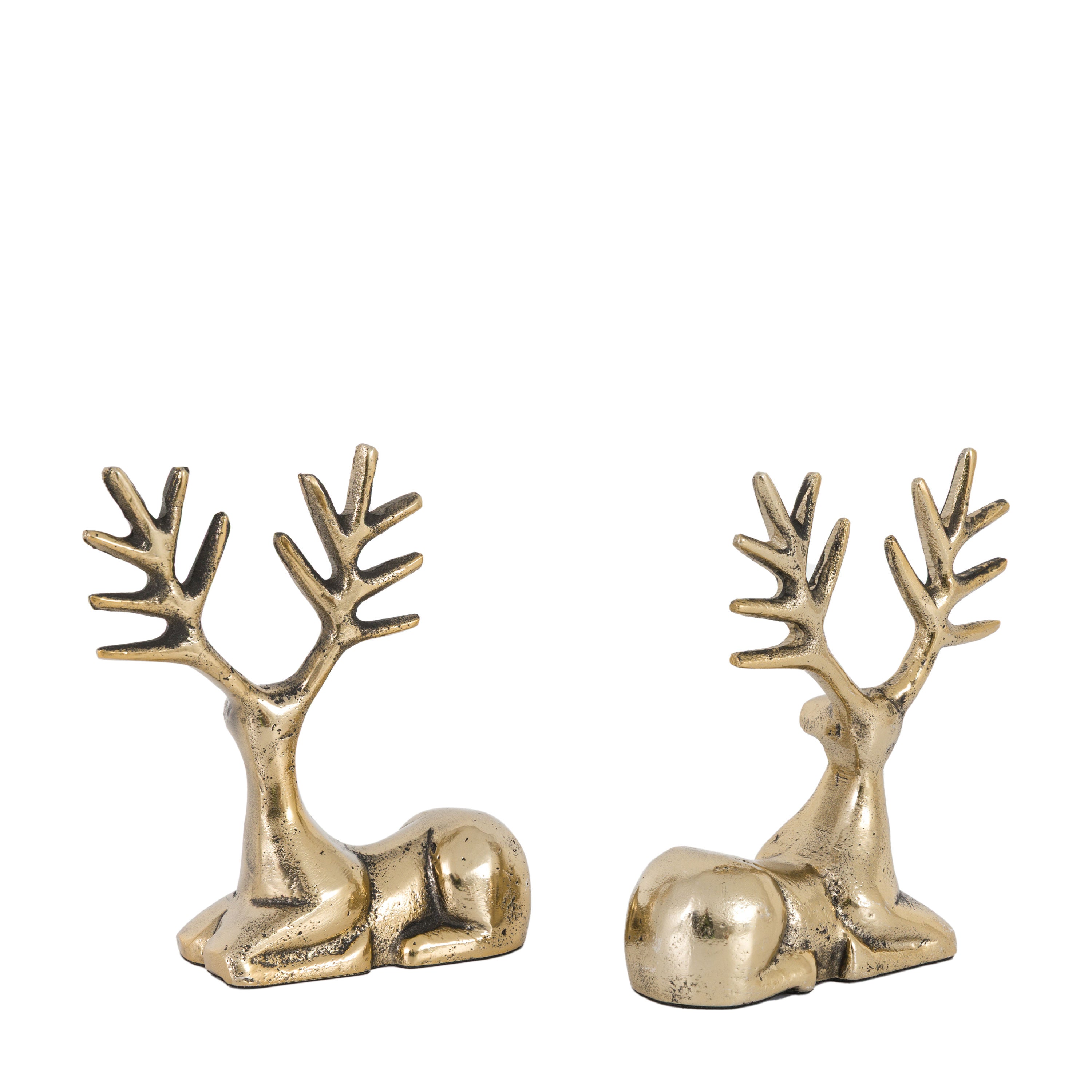 Stag Antique Gold Set of 2 Decorations