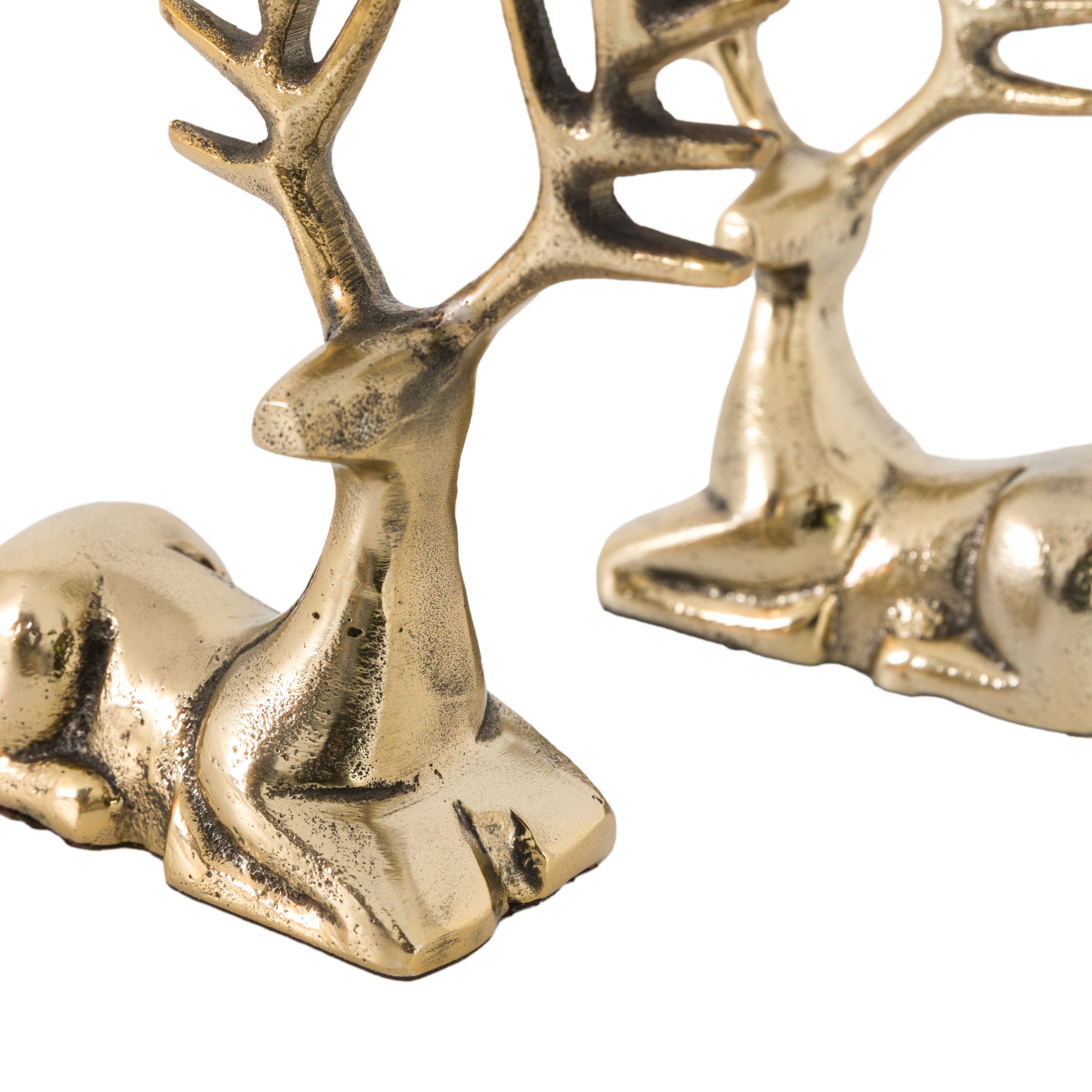Stag Antique Gold Set of 2 Decorations
