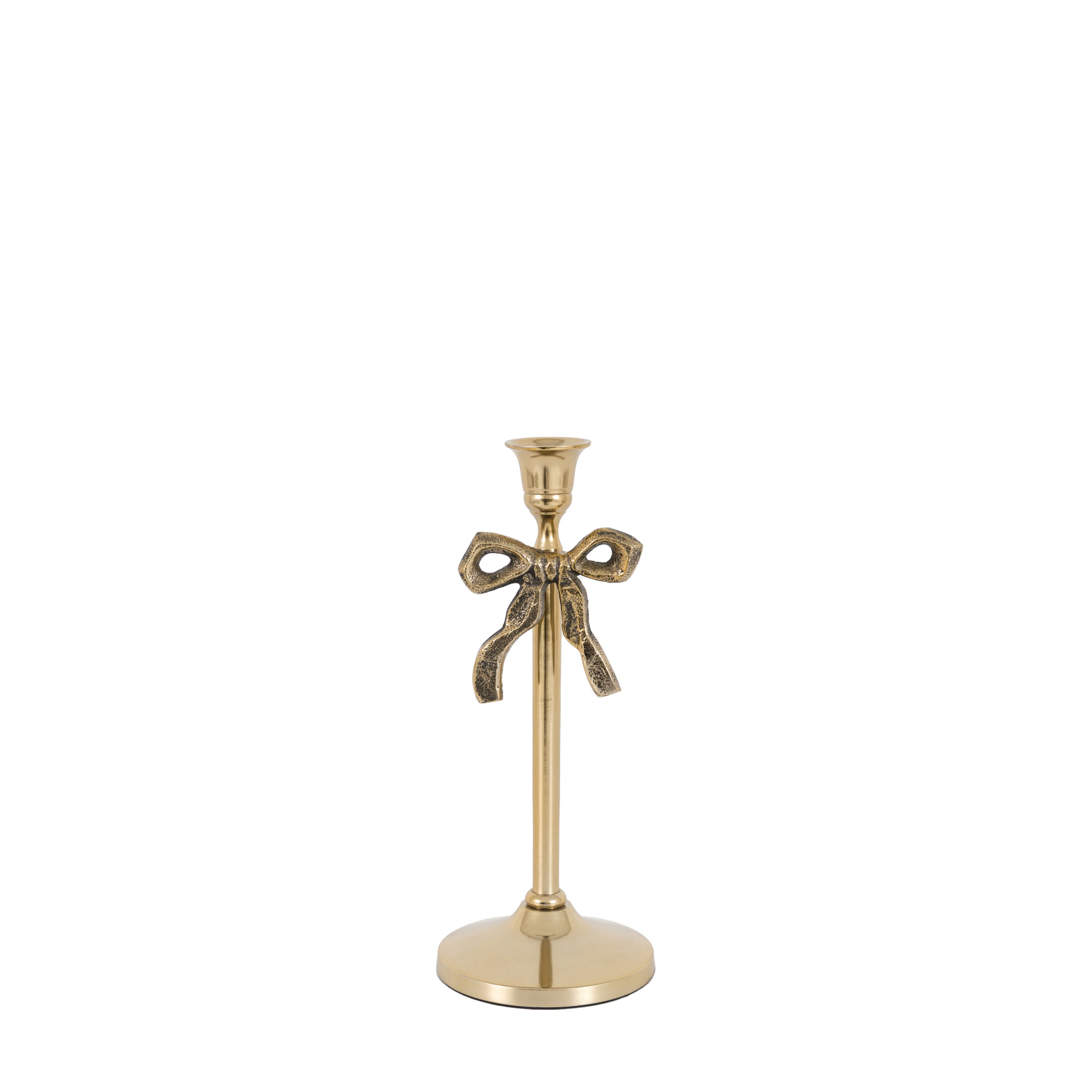 Bow Dinner Candle Holder Gold
