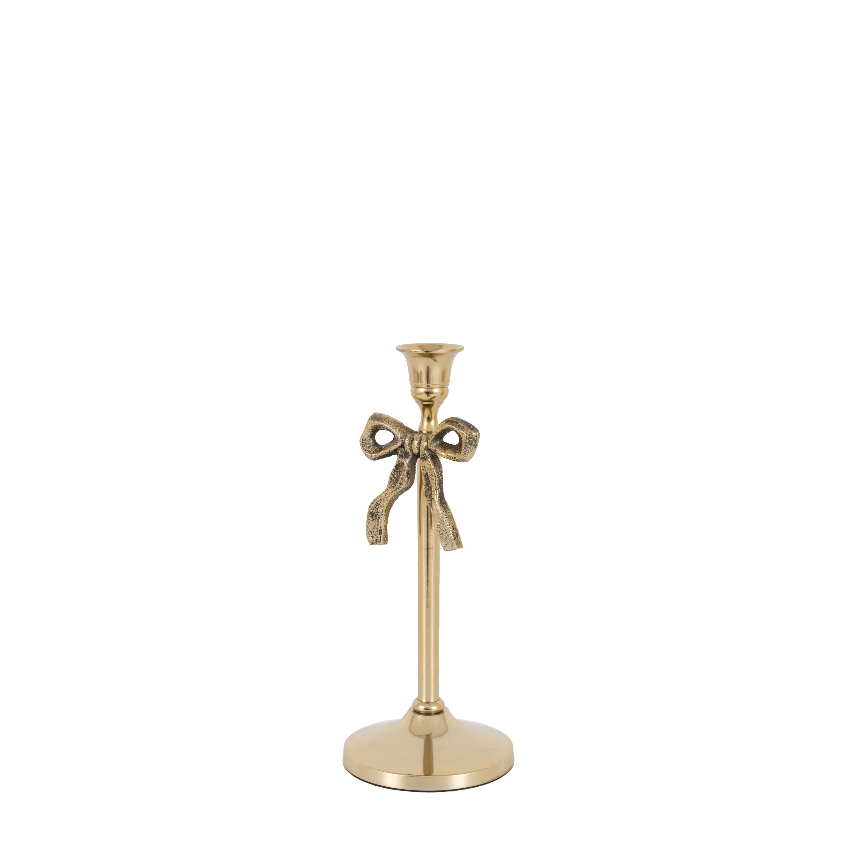 Bow Dinner Candle Holder Gold