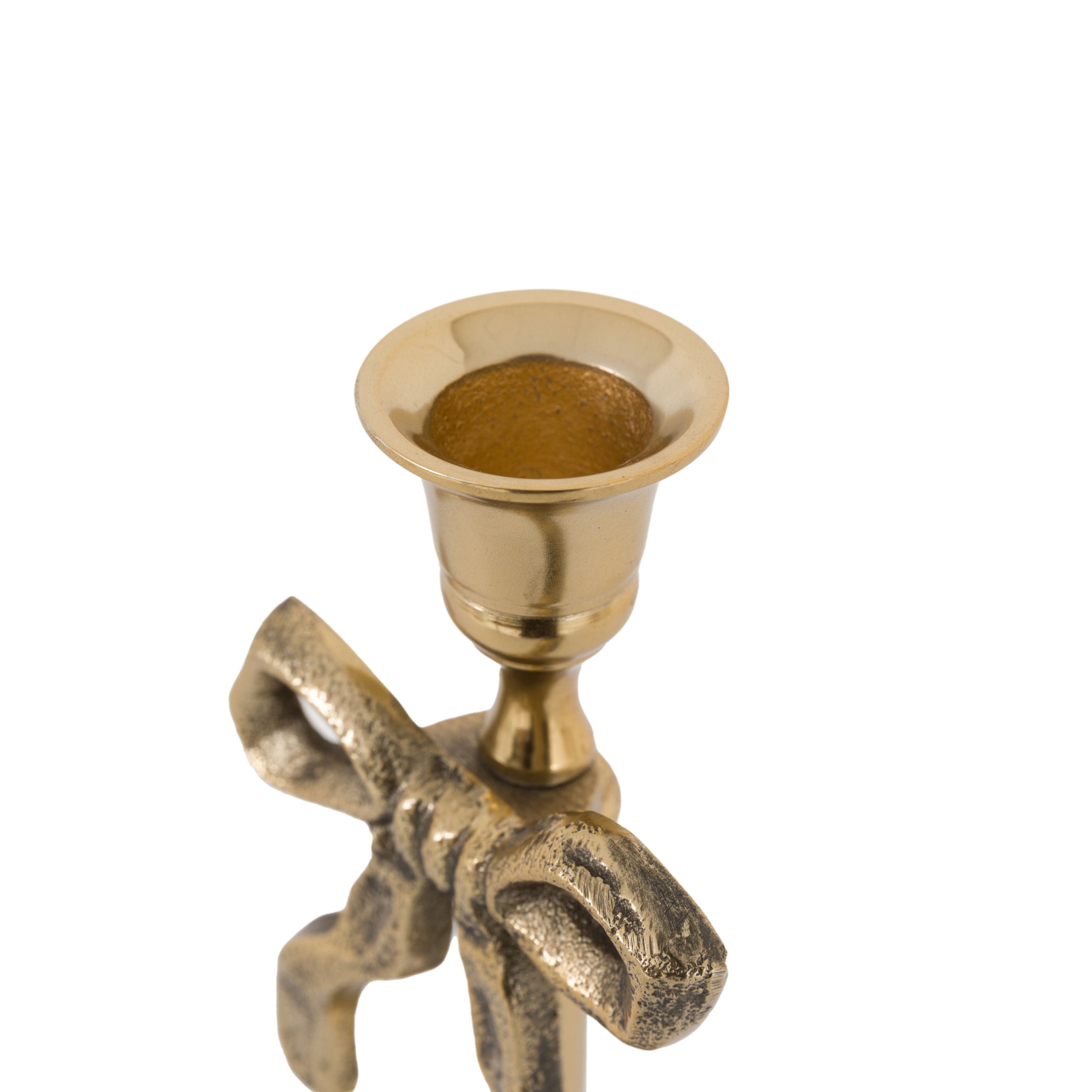 Bow Dinner Candle Holder Gold
