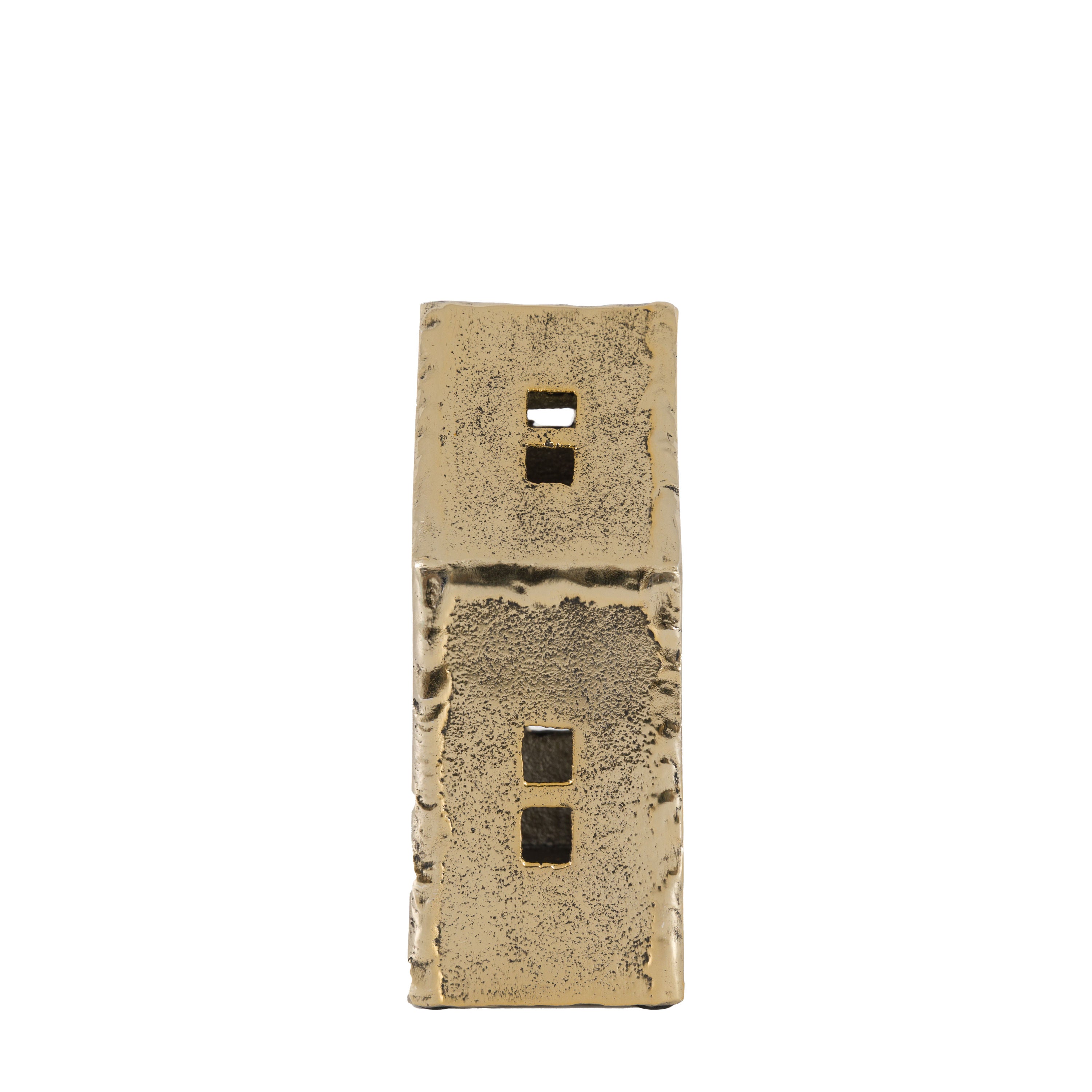 House Tealight Holder Antique Gold Large