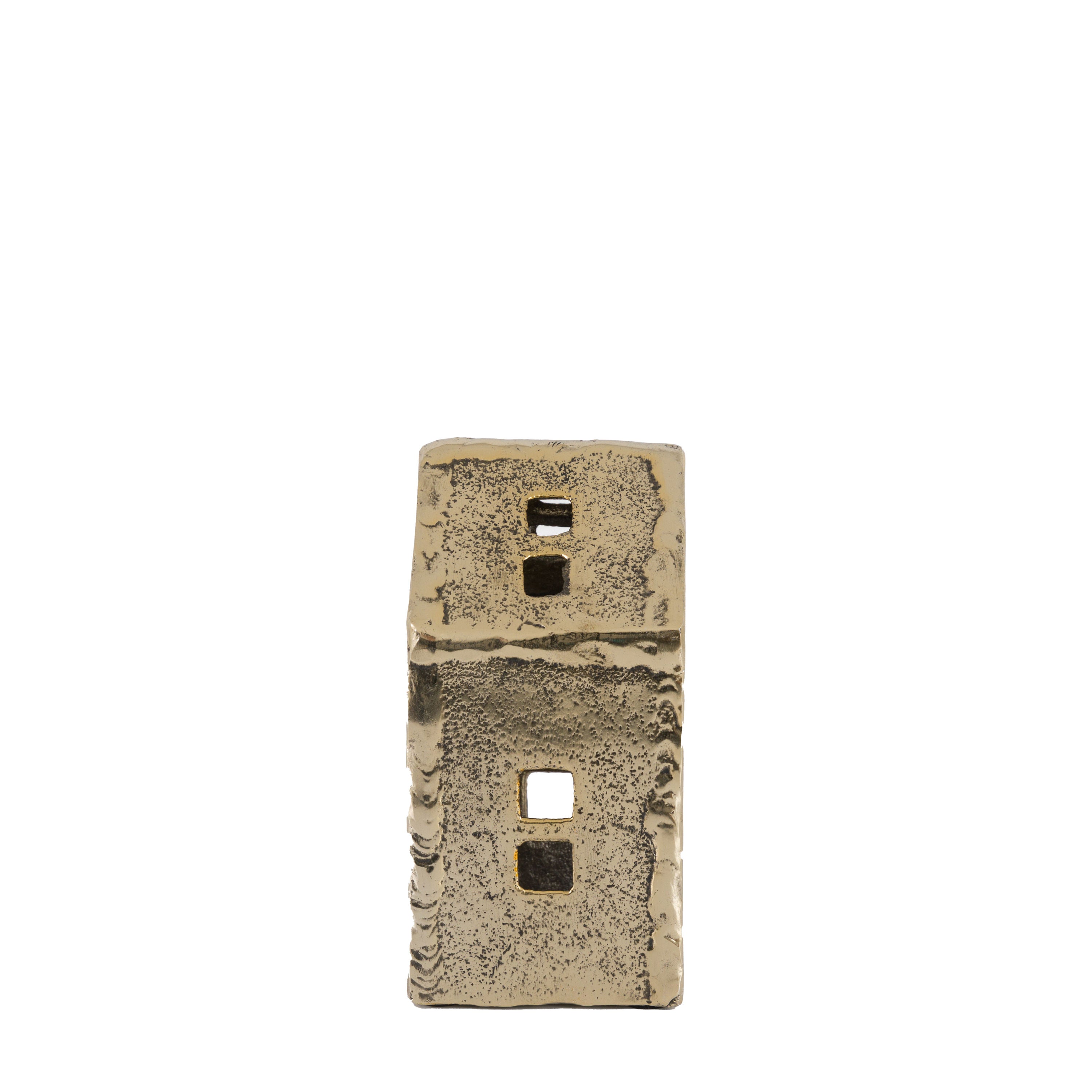 House Tealight Holder Antique Gold Small