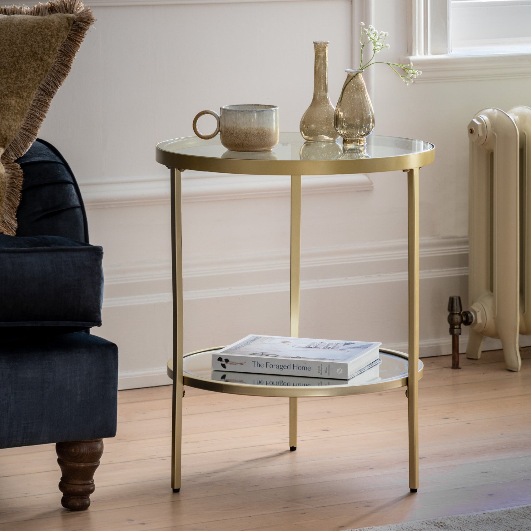 Bellhouse Champagne Gold & Clear Glass Side Table