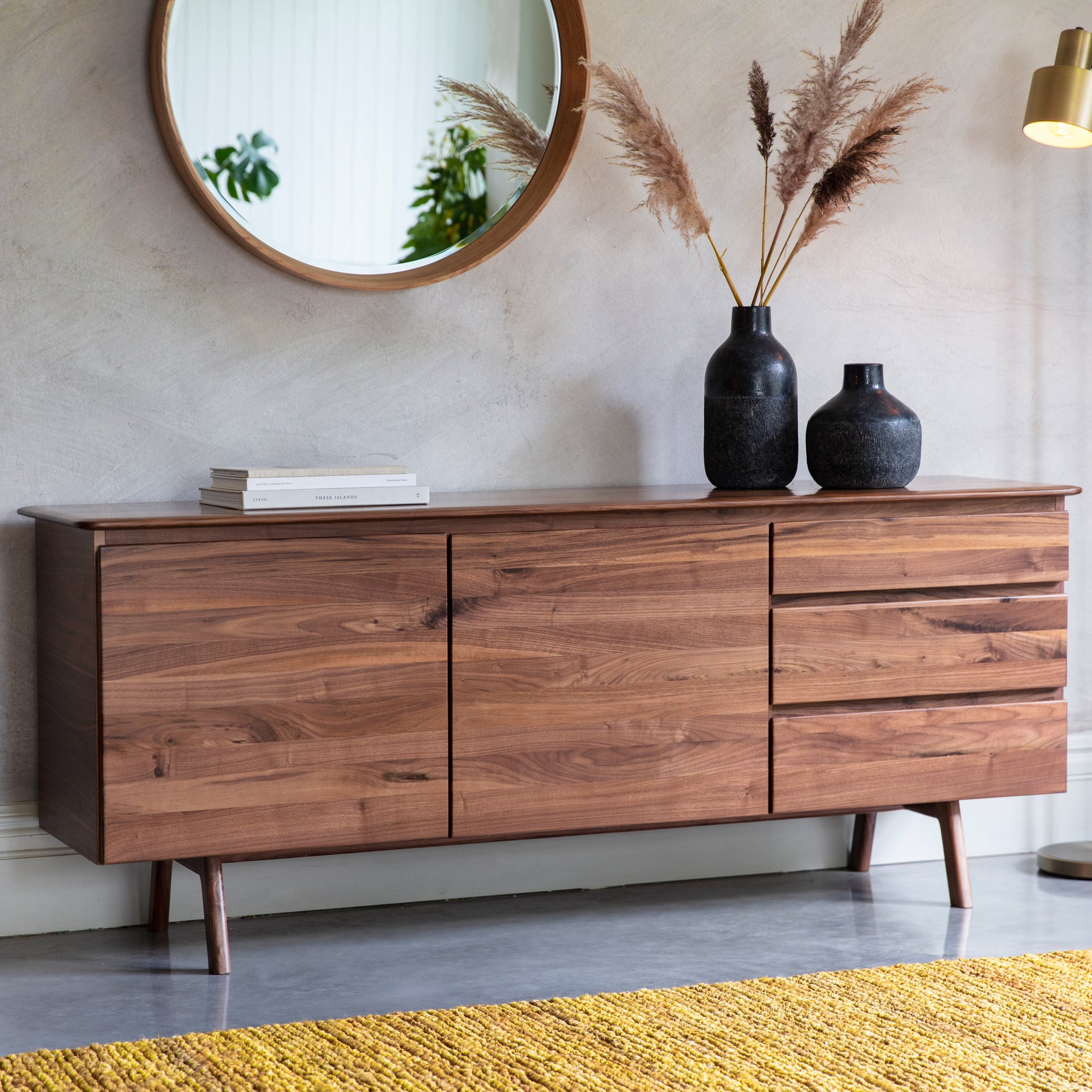 Royo Scandi Walnut Brown Oak Wood Sideboard