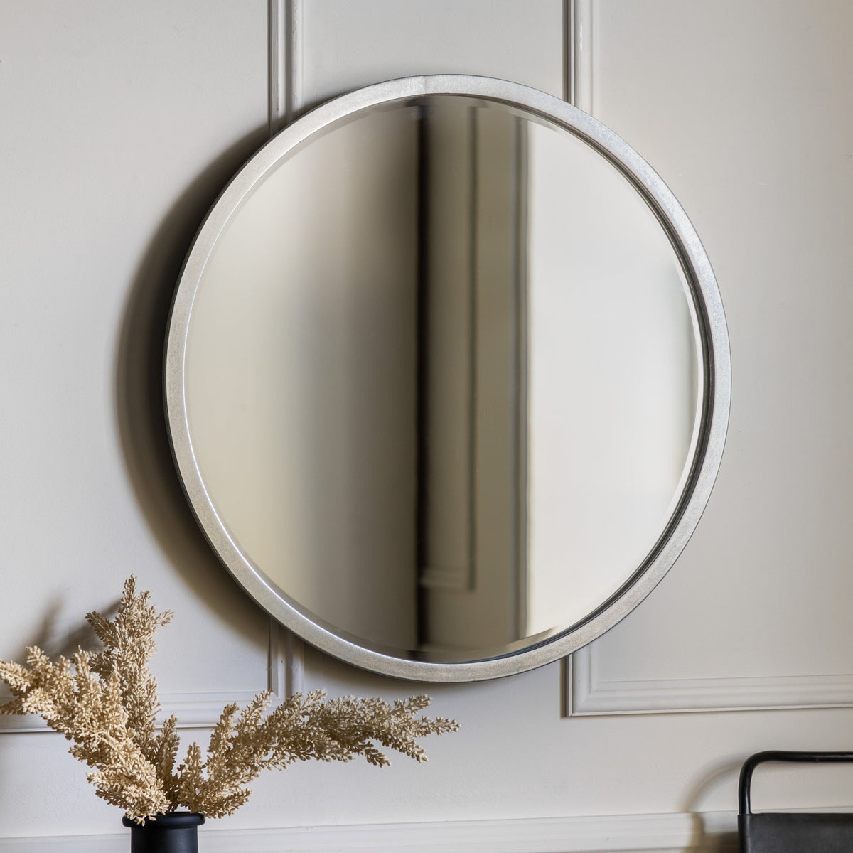 Ashrow Antique Silver Round Wall Mirror | Small