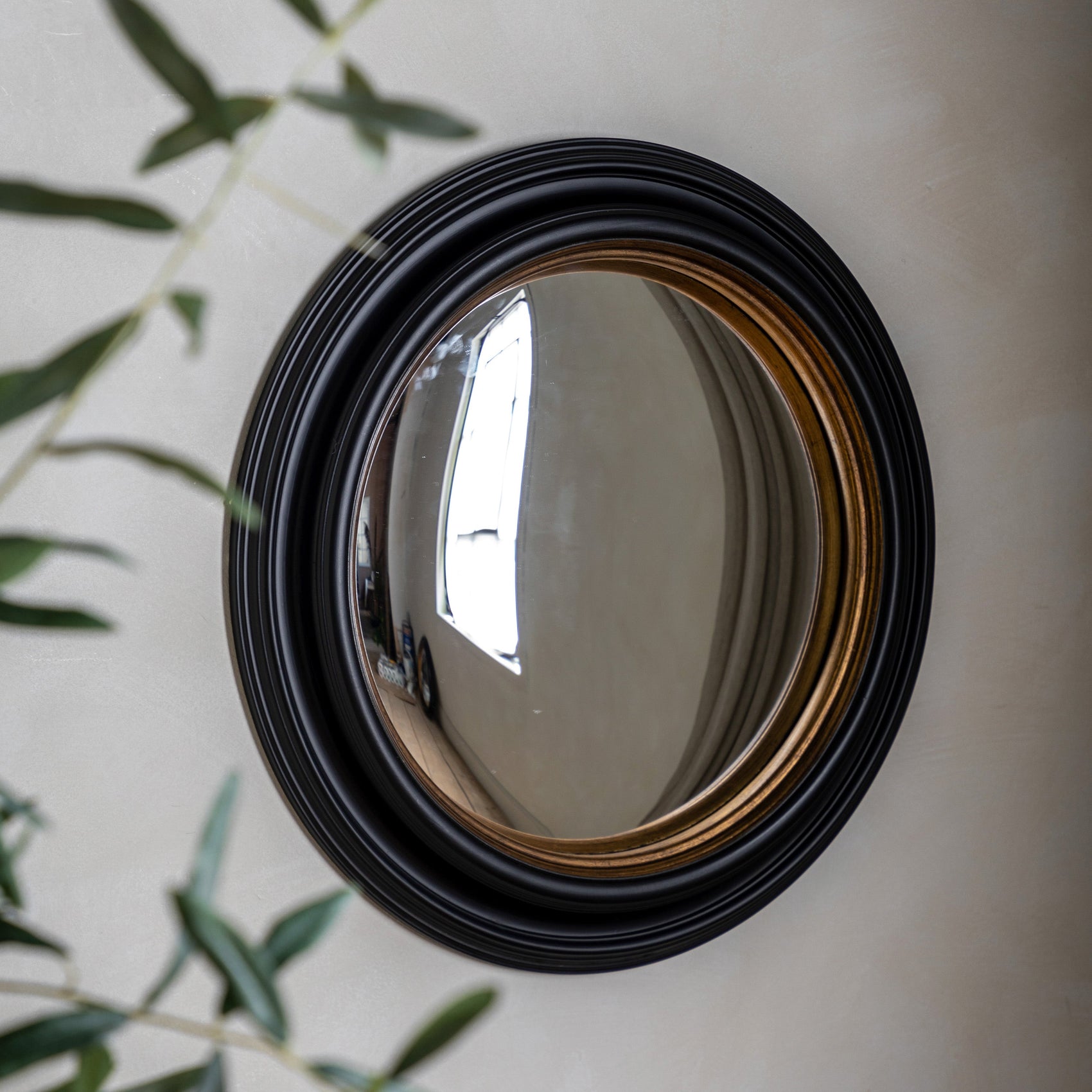 Silas Black & Gold Convex Wall Mirror | Large
