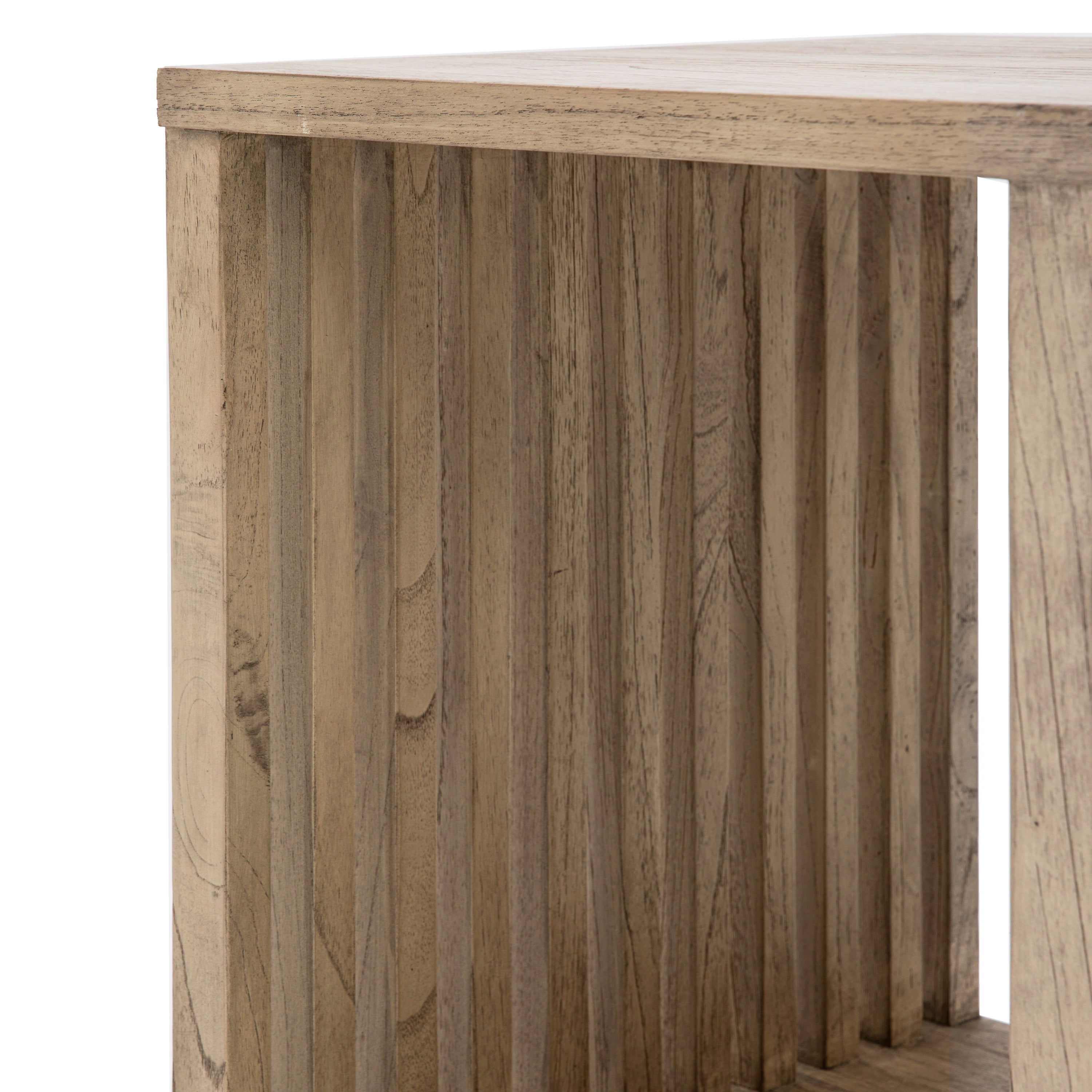 Muko Japandi Slatted Mindy Ash Wood Side Table