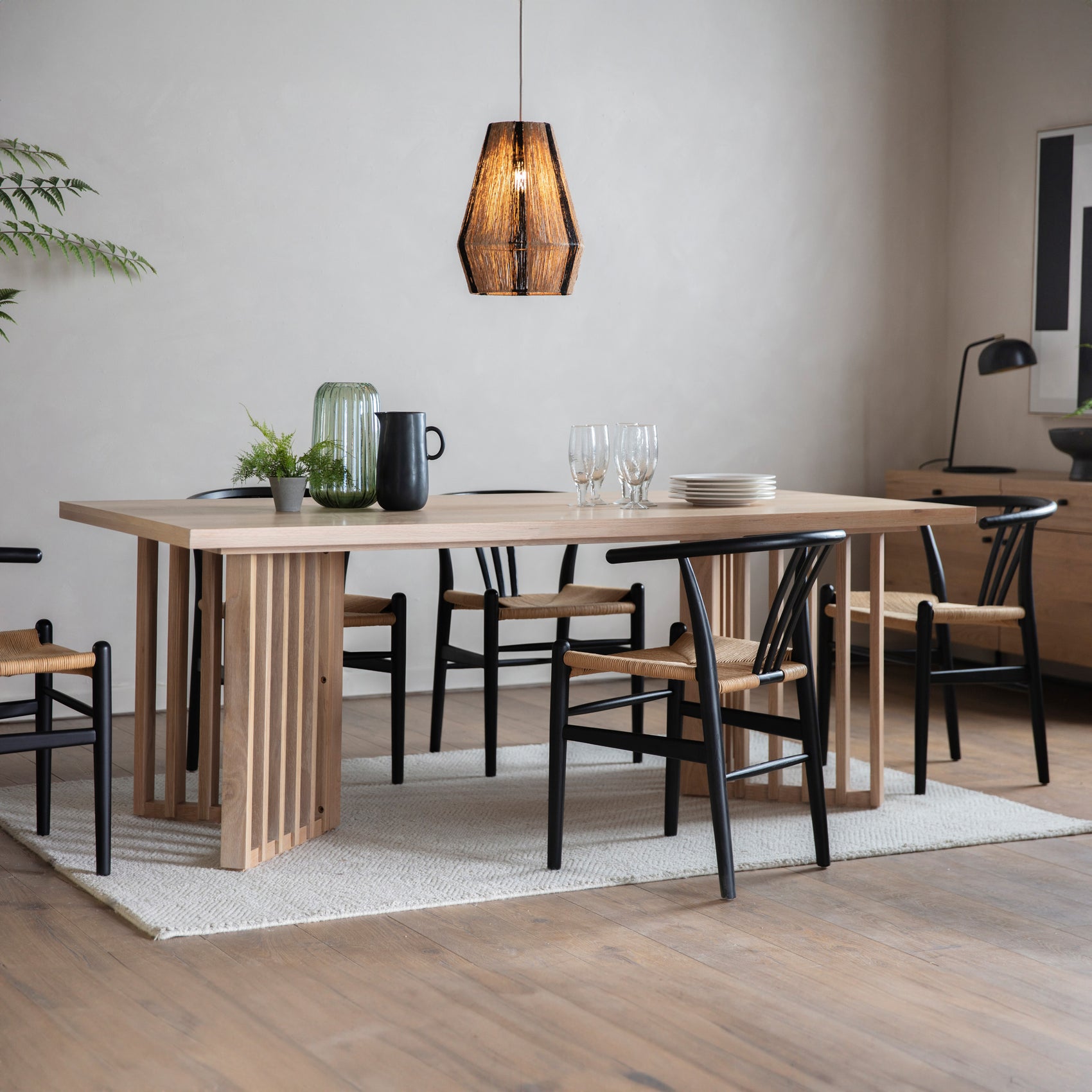 Omoto Japandi Natural Oak Wood Dining Table Large | 6 Seater