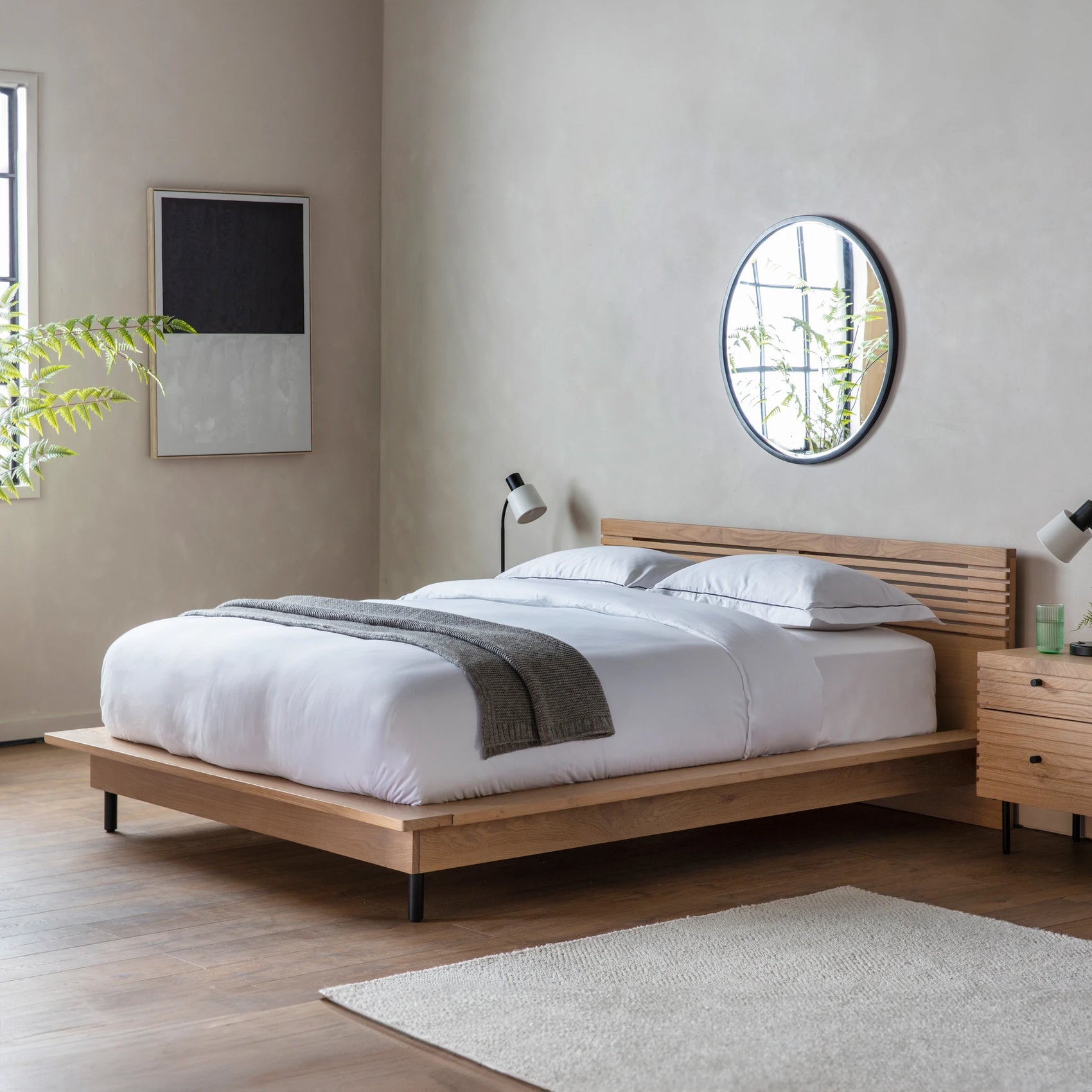 Omoto Oak Wood King Size Bed