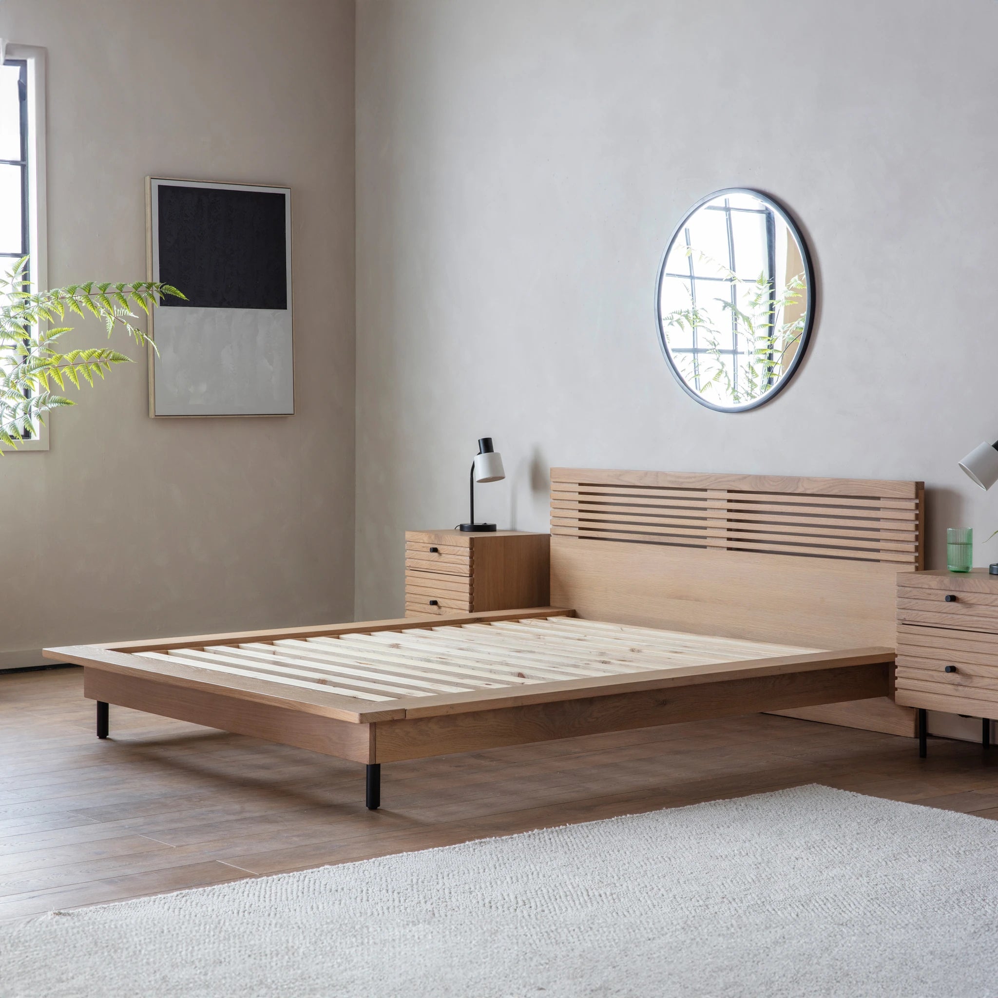 Omoto Oak Wood King Size Bed