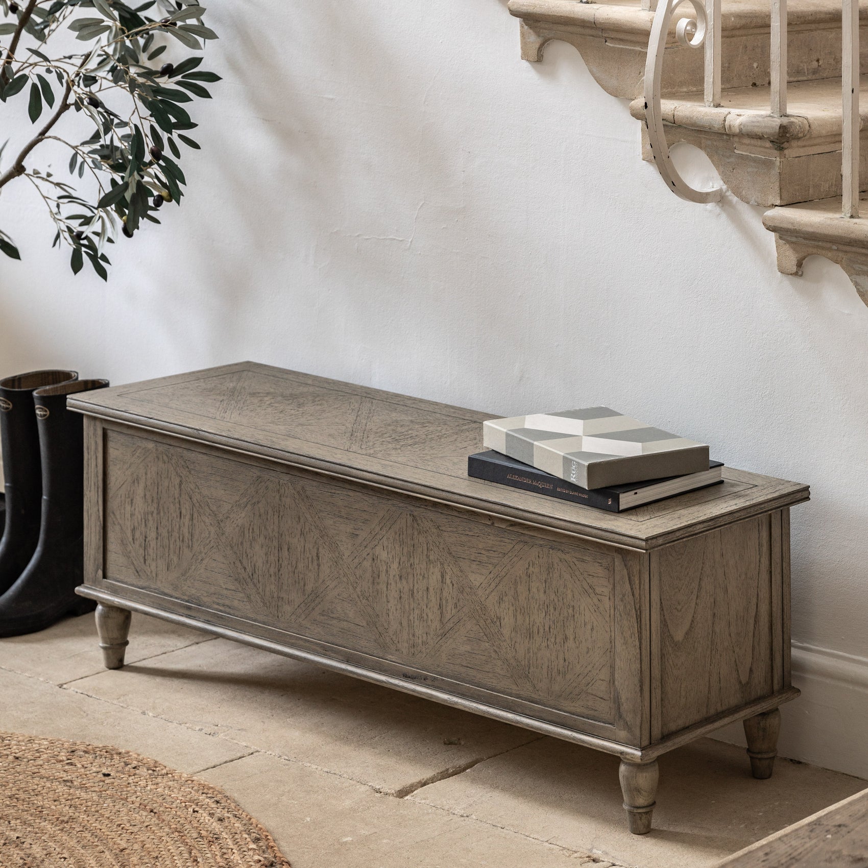 Tobago Aged Mindy Wood Hall Bench & Storage Chest