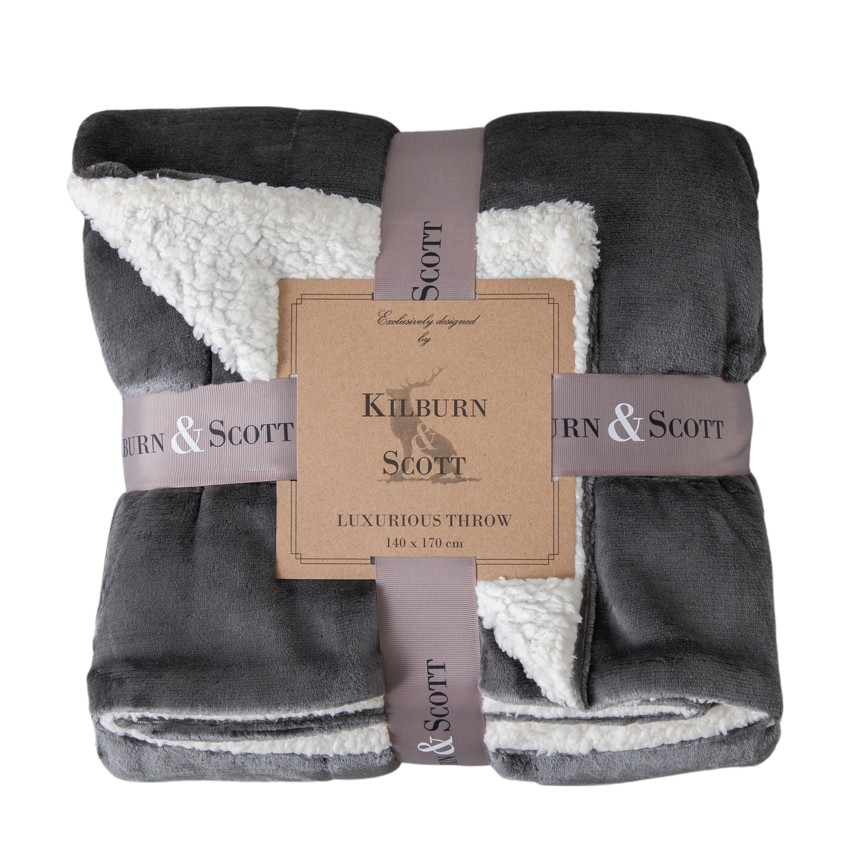 Tross Super Soft Sherpa Grey Throw