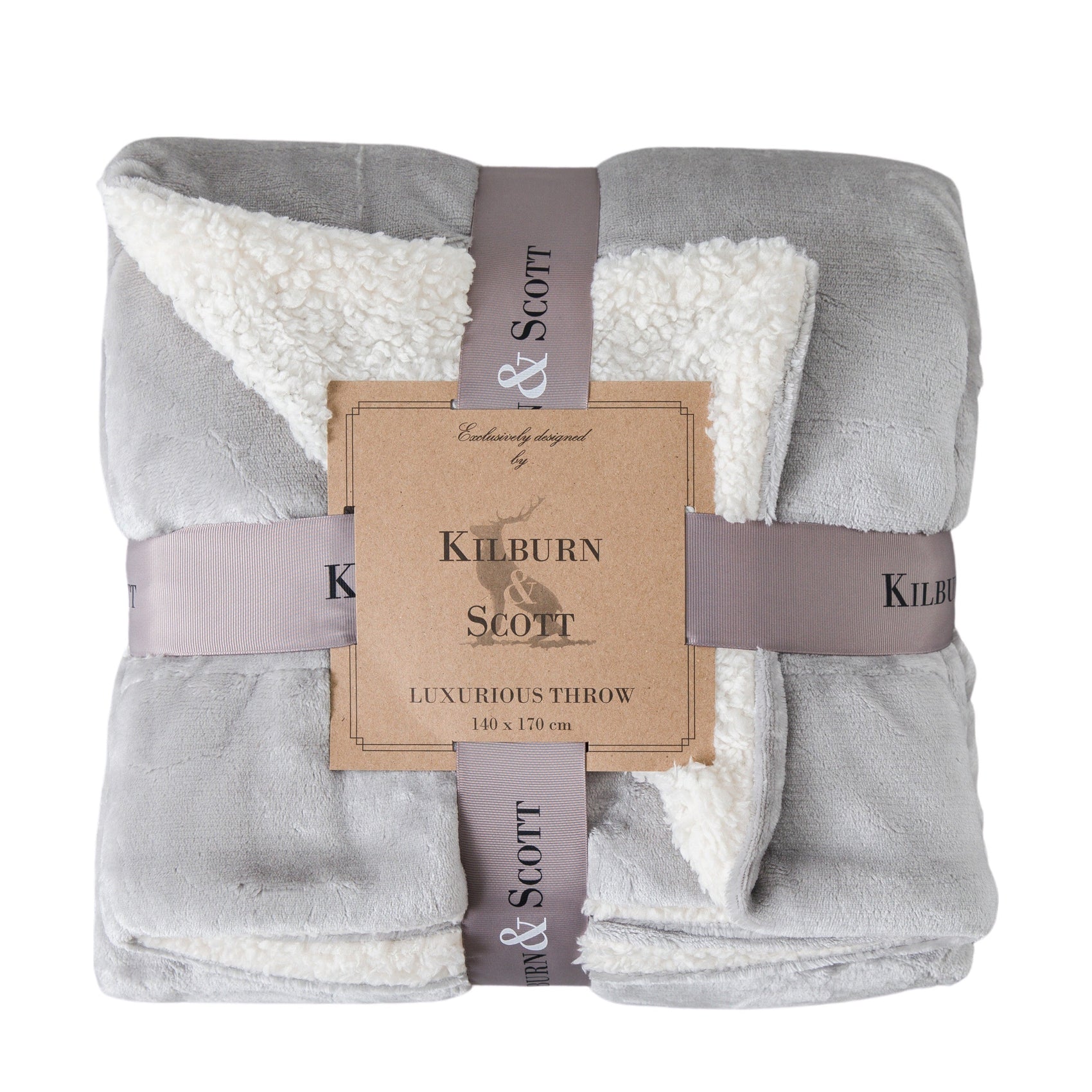Tross Super Soft Sherpa Silver Throw