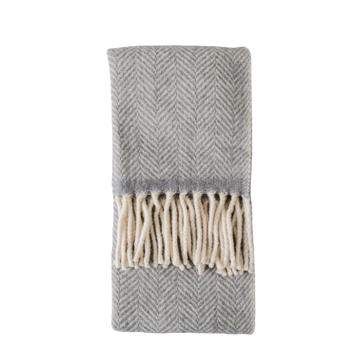 Fernwoods Wool Grey Herringbone Throw