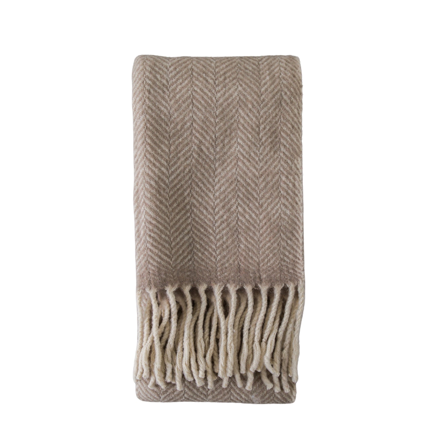 Fernwoods Wool Taupe Herringbone Throw