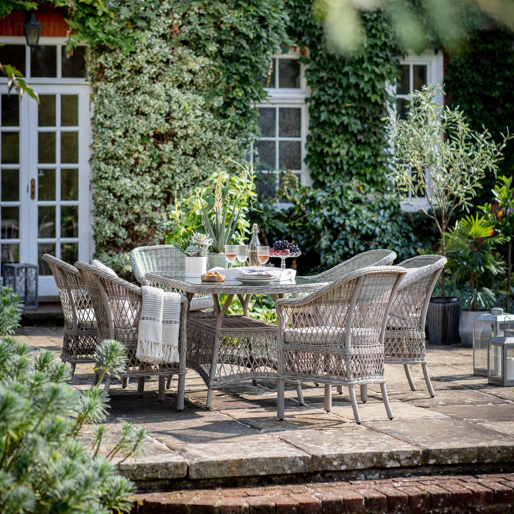 Ashshore Oval Outdoor Dining Set Stone | 6 Seater