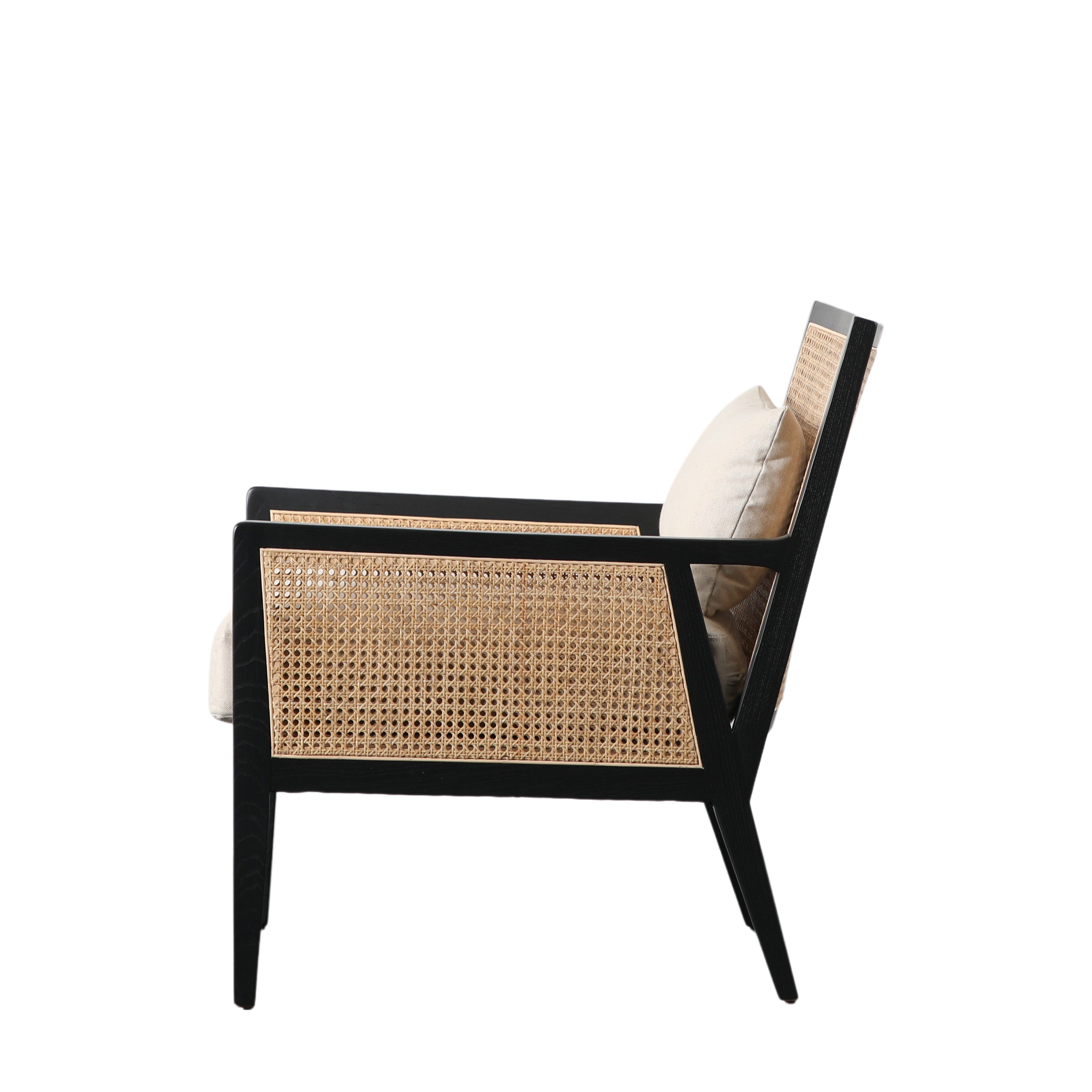 Benito Black Wood & Rattan Cream Armchair