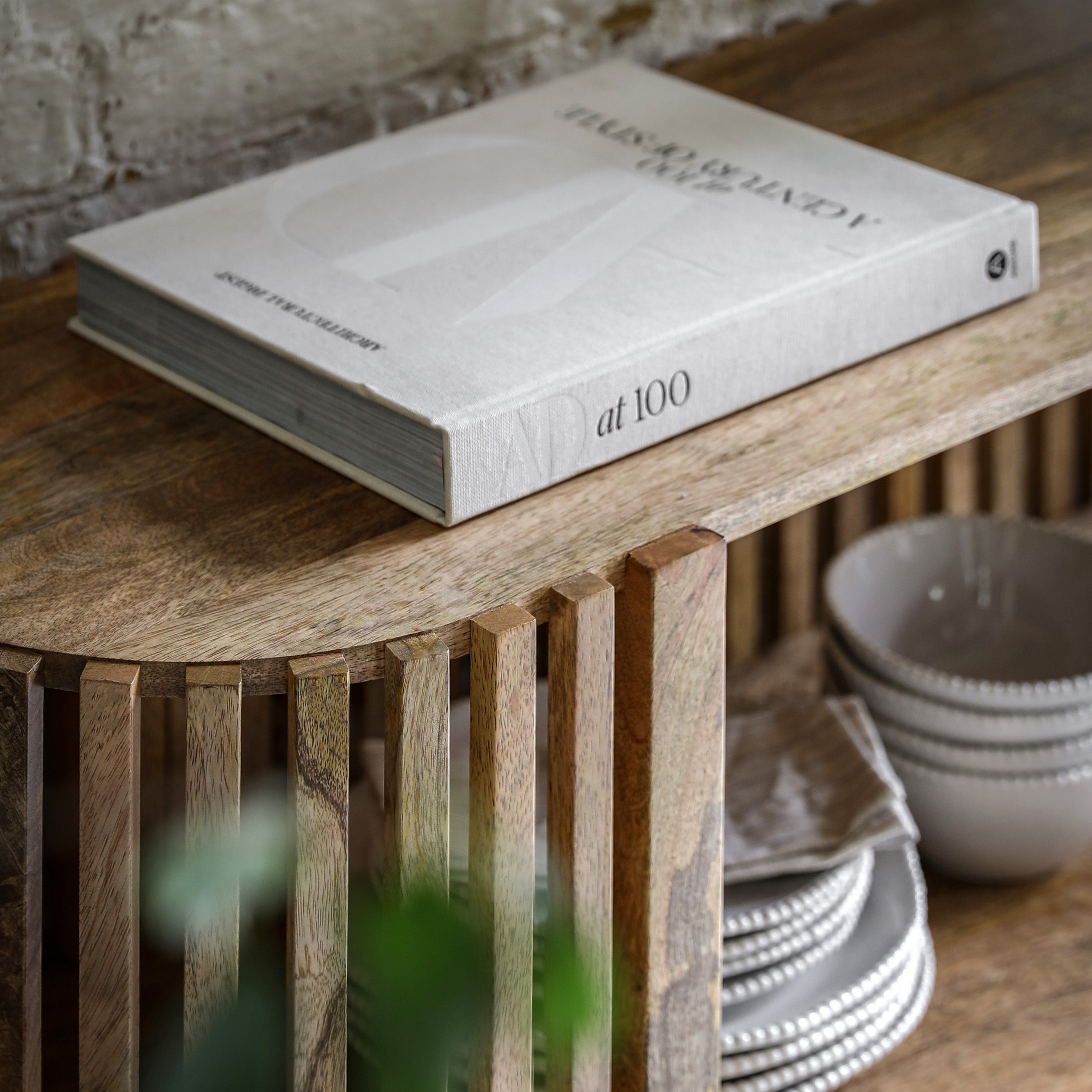Voss Slatted Natural Acacia Wood Console Table