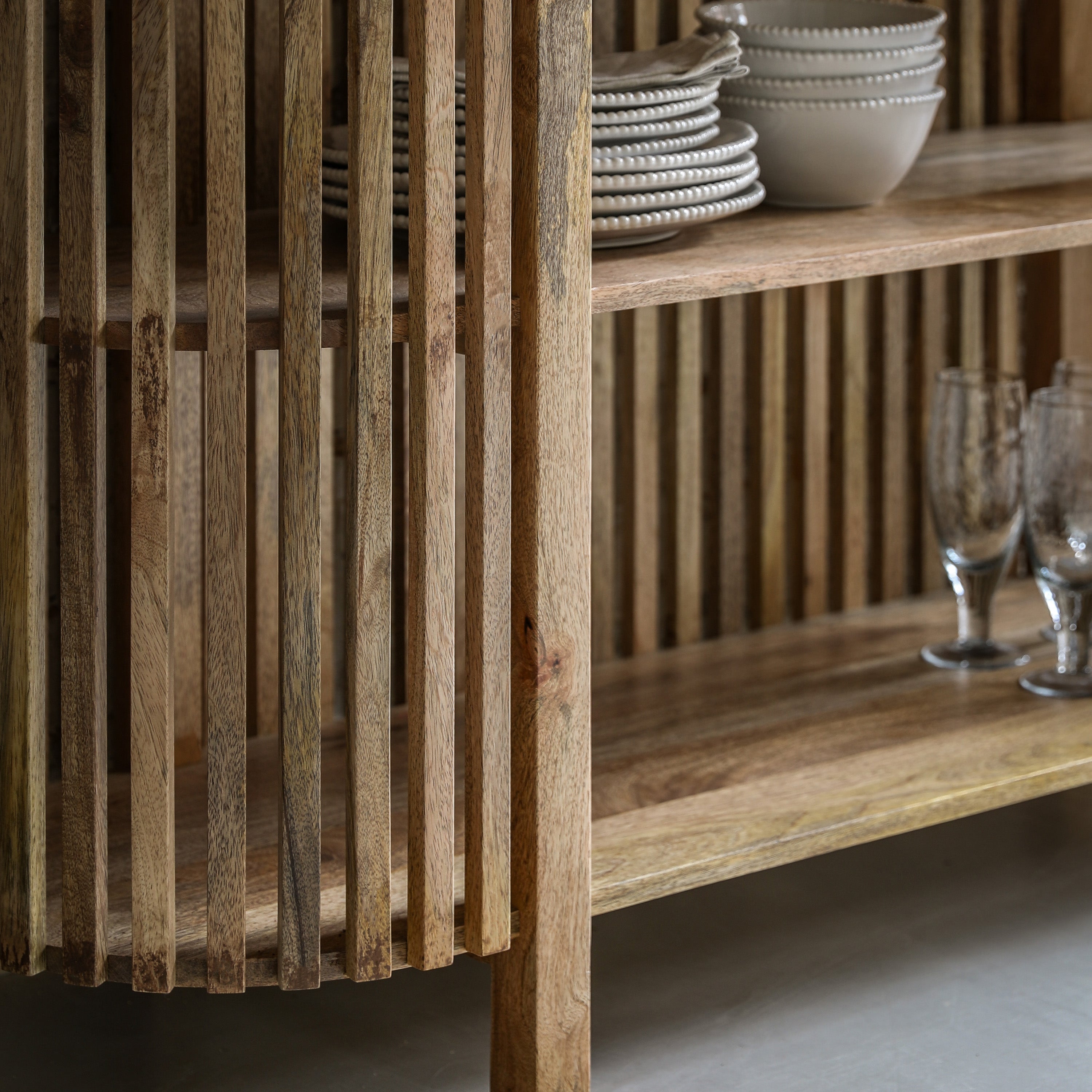 Voss Slatted Natural Acacia Wood Console Table