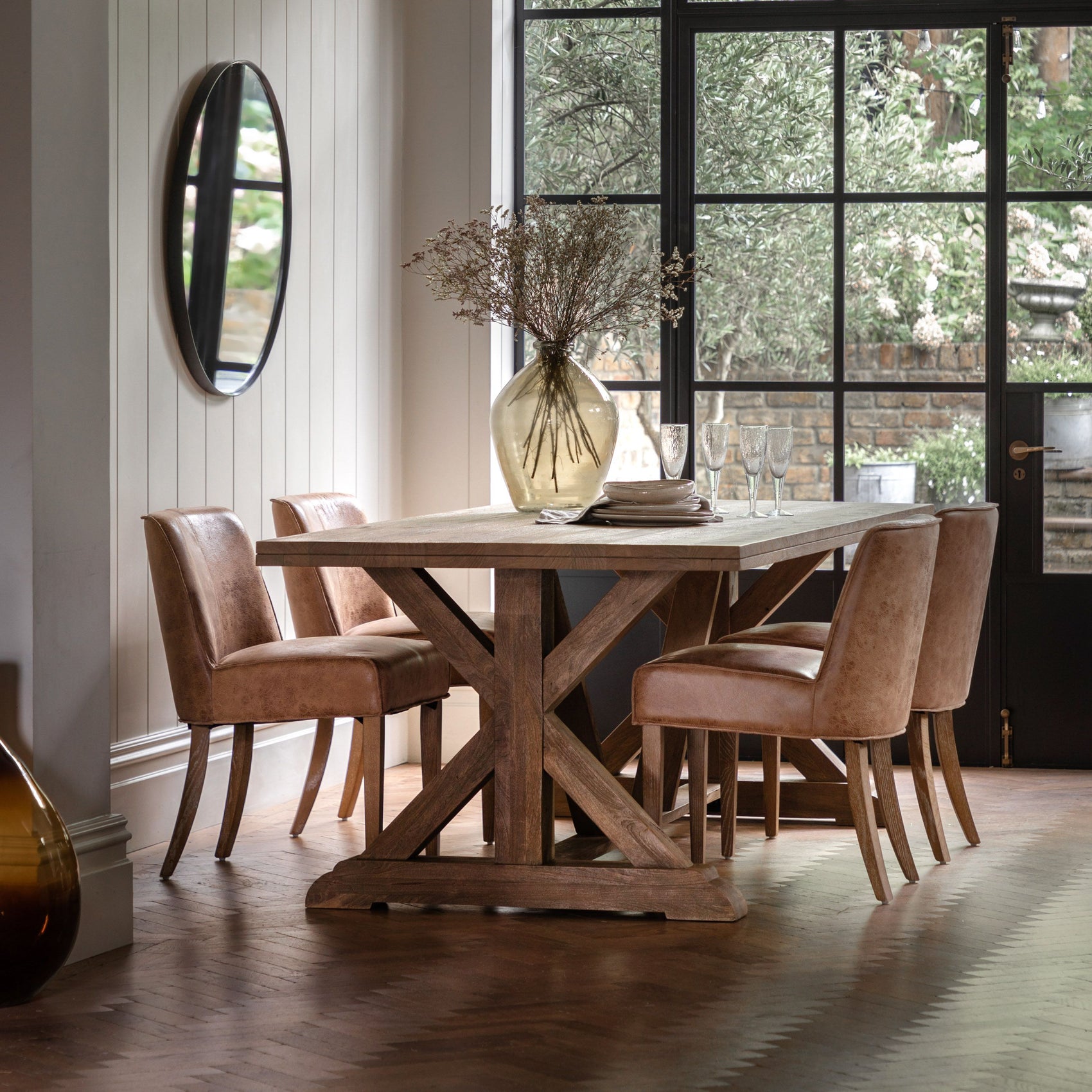Ashbrook Carved Solid Mango Wood Rectangle Dining Table 180cm