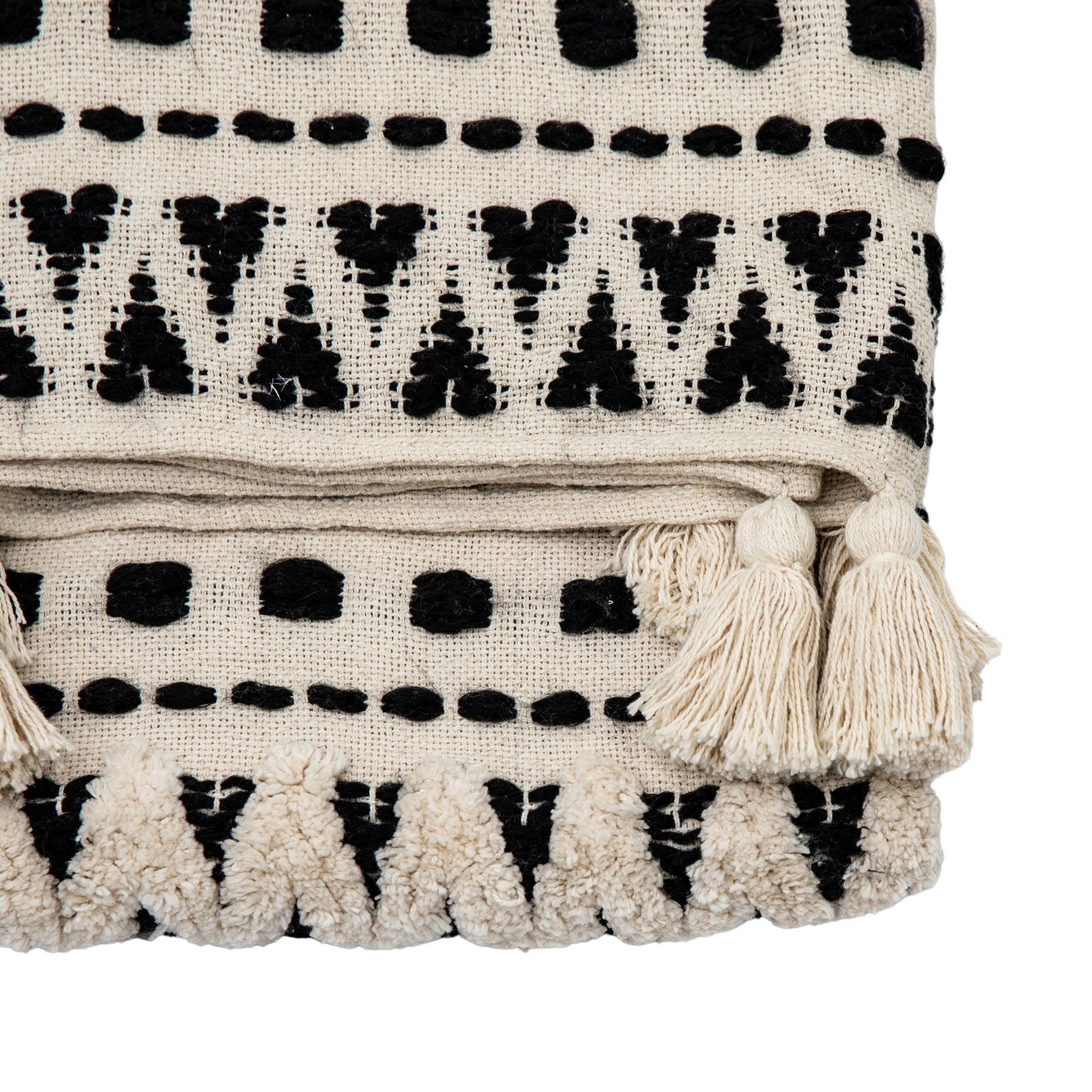 Aztec Black & Cream Tufted Throw