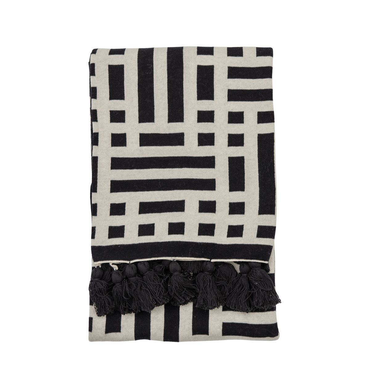 Mayfair Black Aztec Knitted Tassel Throw
