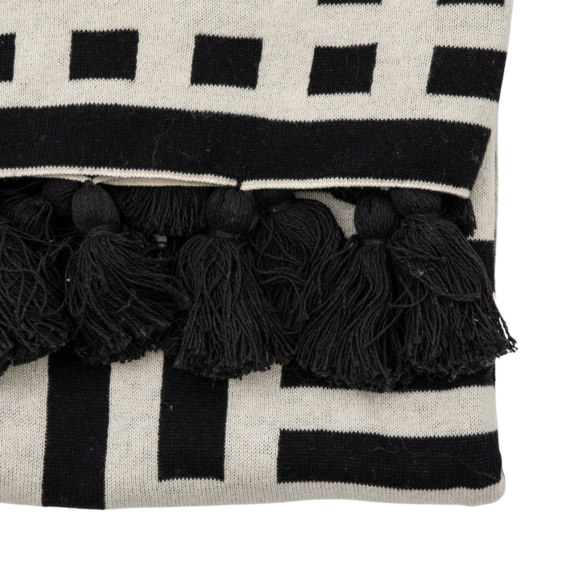 Mayfair Black Aztec Knitted Tassel Throw
