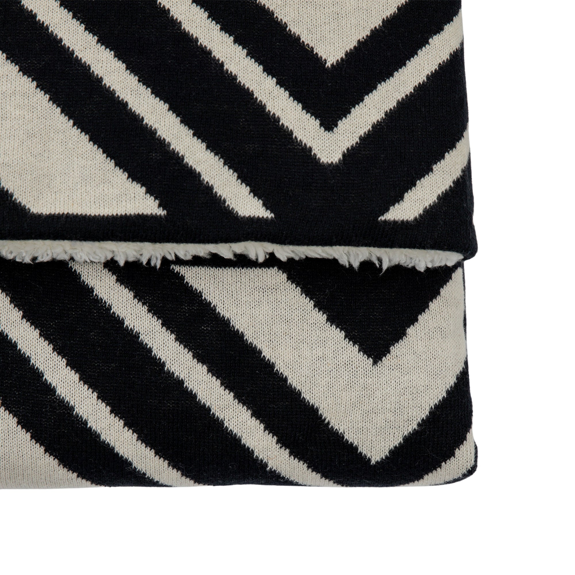 Grove Aztec Knit Sherpa Black & Cream Throw