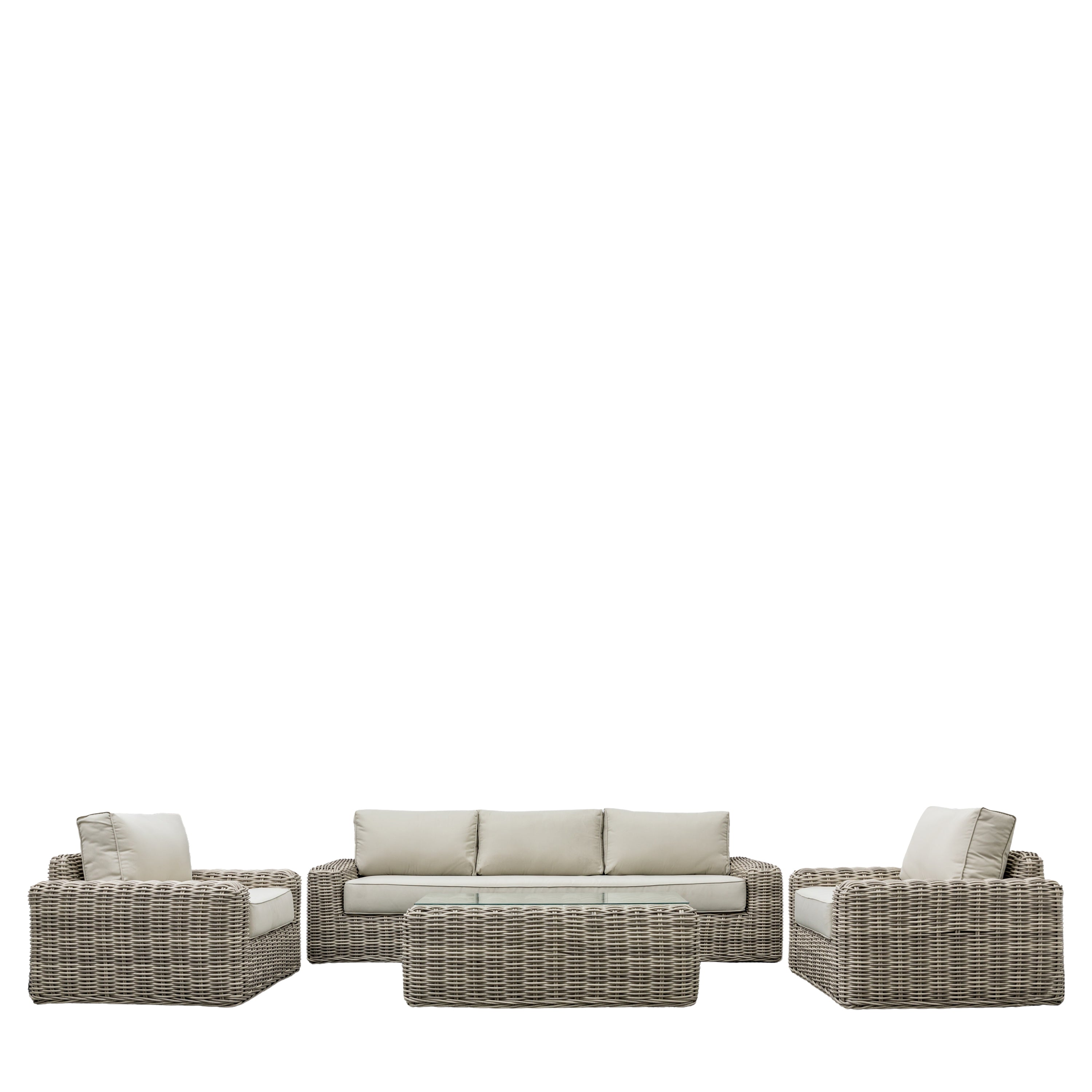 Balotra Cream Rattan Outdoor Seating Set | 5 Seater