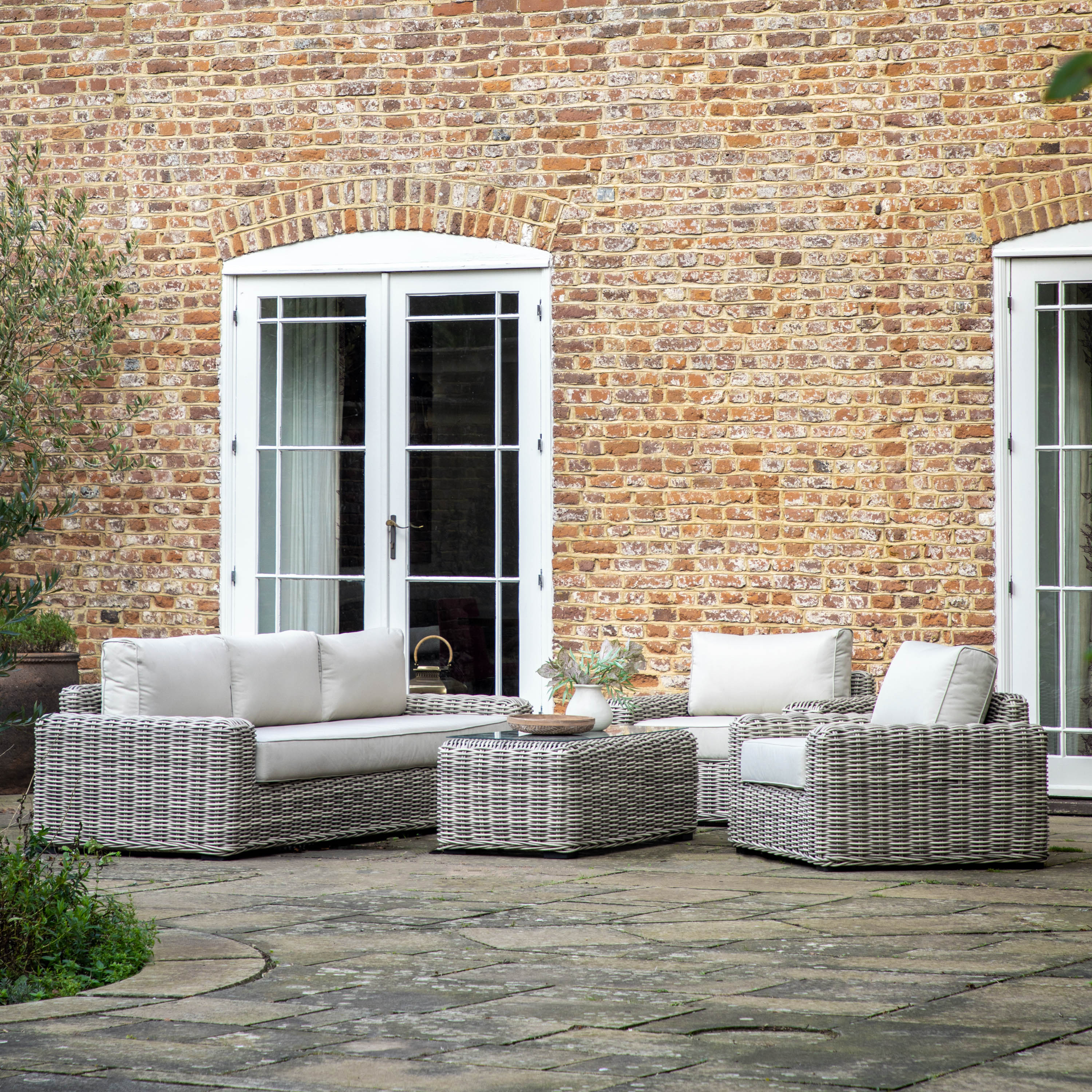 Balotra Cream Rattan Outdoor Seating Set | 5 Seater