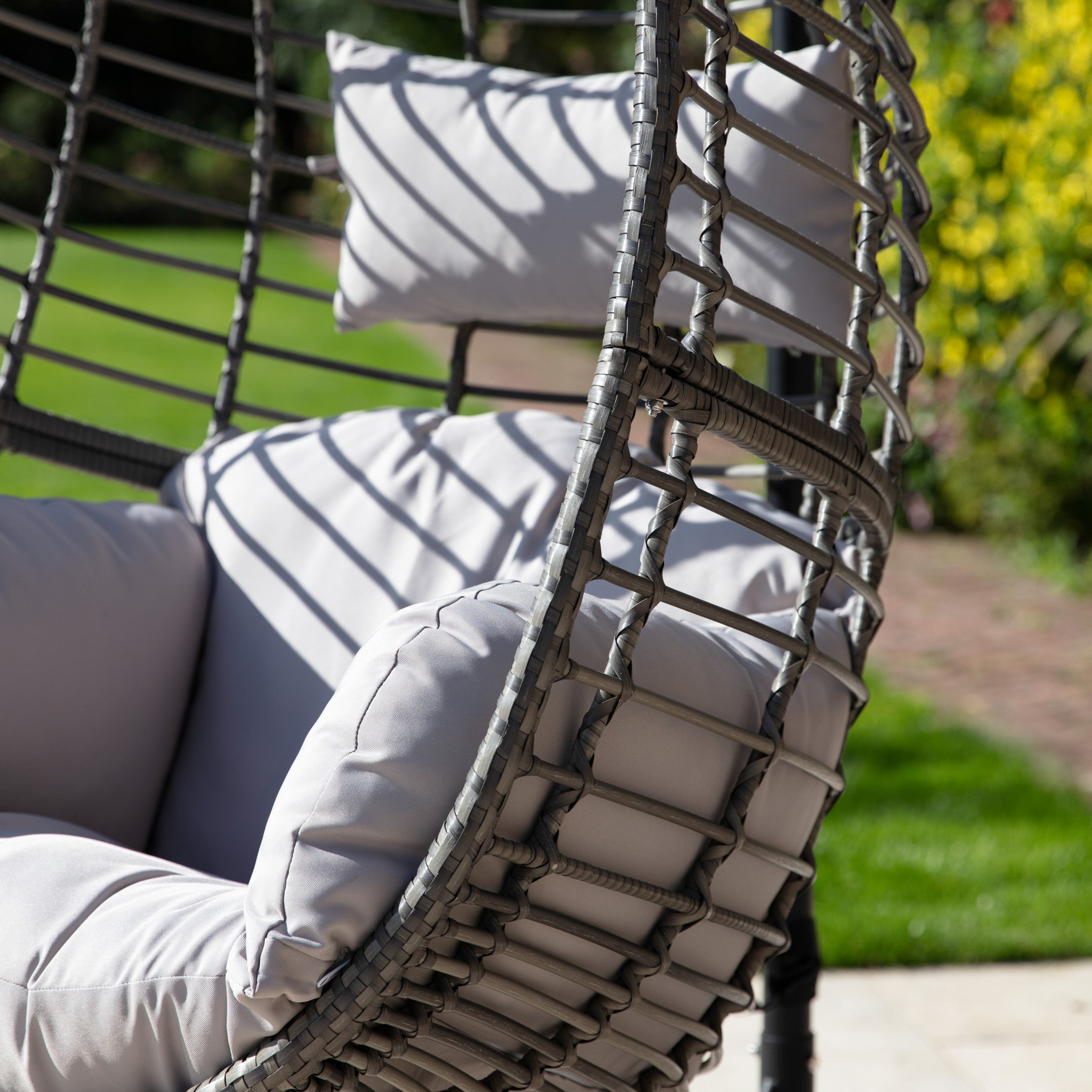 Adalio Grey Wicker Hanging Egg Chair | 1 Seater